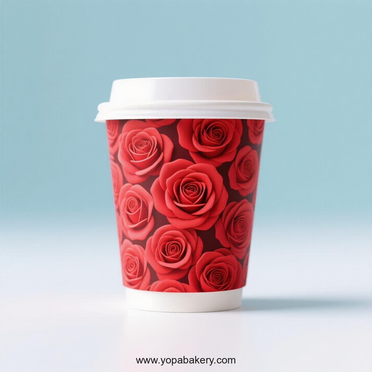 Rose Themed Coffee Paper Cups Factory: 4-24 oz Disposable Custom Logo & Door to Door