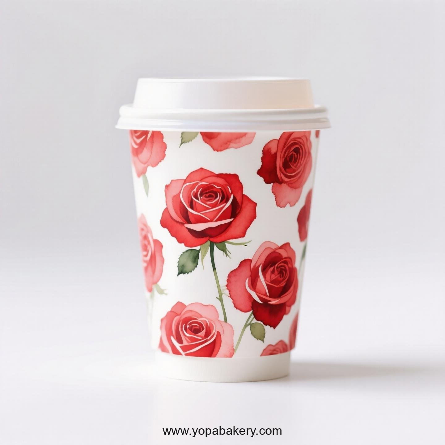 Rose Themed Coffee Paper Cups Factory: 4-24 oz Disposable Custom Logo & Door to Door
