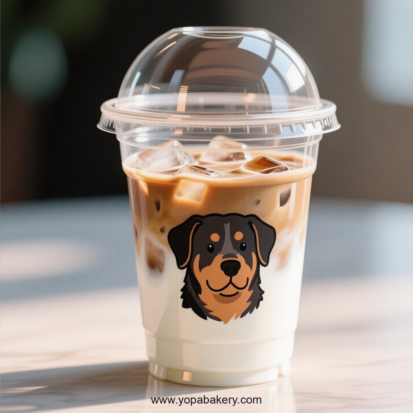 Rottweiler Dog Themed Clear Plastic Cups - Disposable PP & PET Coffee Cups with Lids