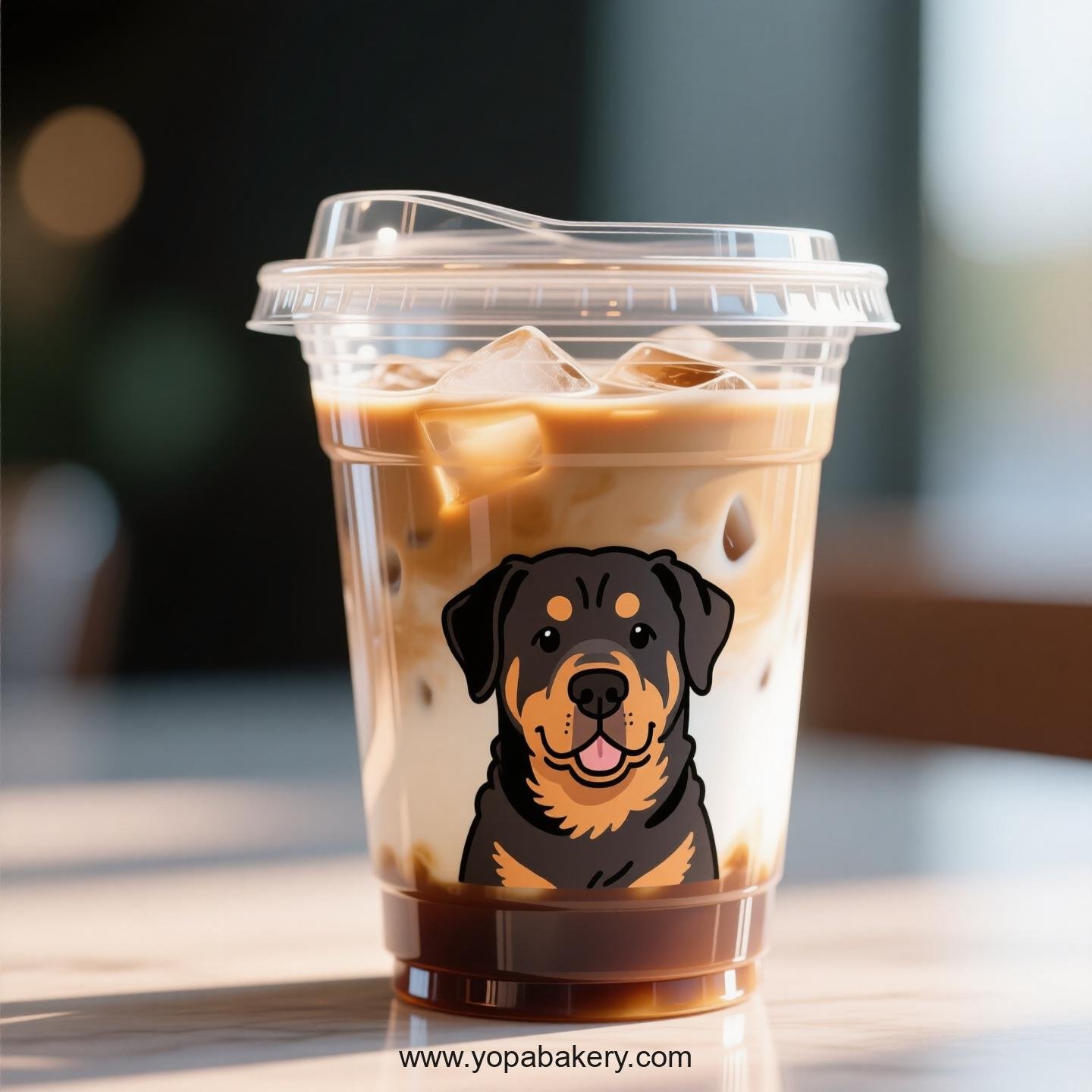 Rottweiler Dog Themed Clear Plastic Cups - Disposable PP & PET Coffee Cups with Lids