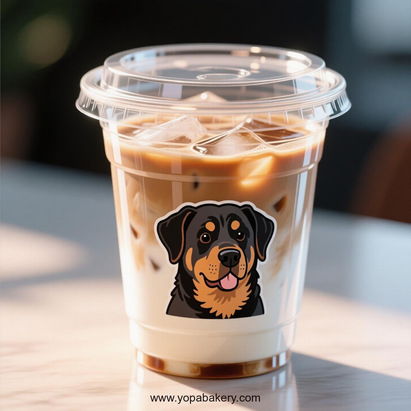 Rottweiler Dog Themed Clear Plastic Cups - Disposable PP & PET Coffee Cups with Lids Rottweiler Dog Themed Clear Plastic Cups - Disposable PP & PET Coffee Cups with Lids