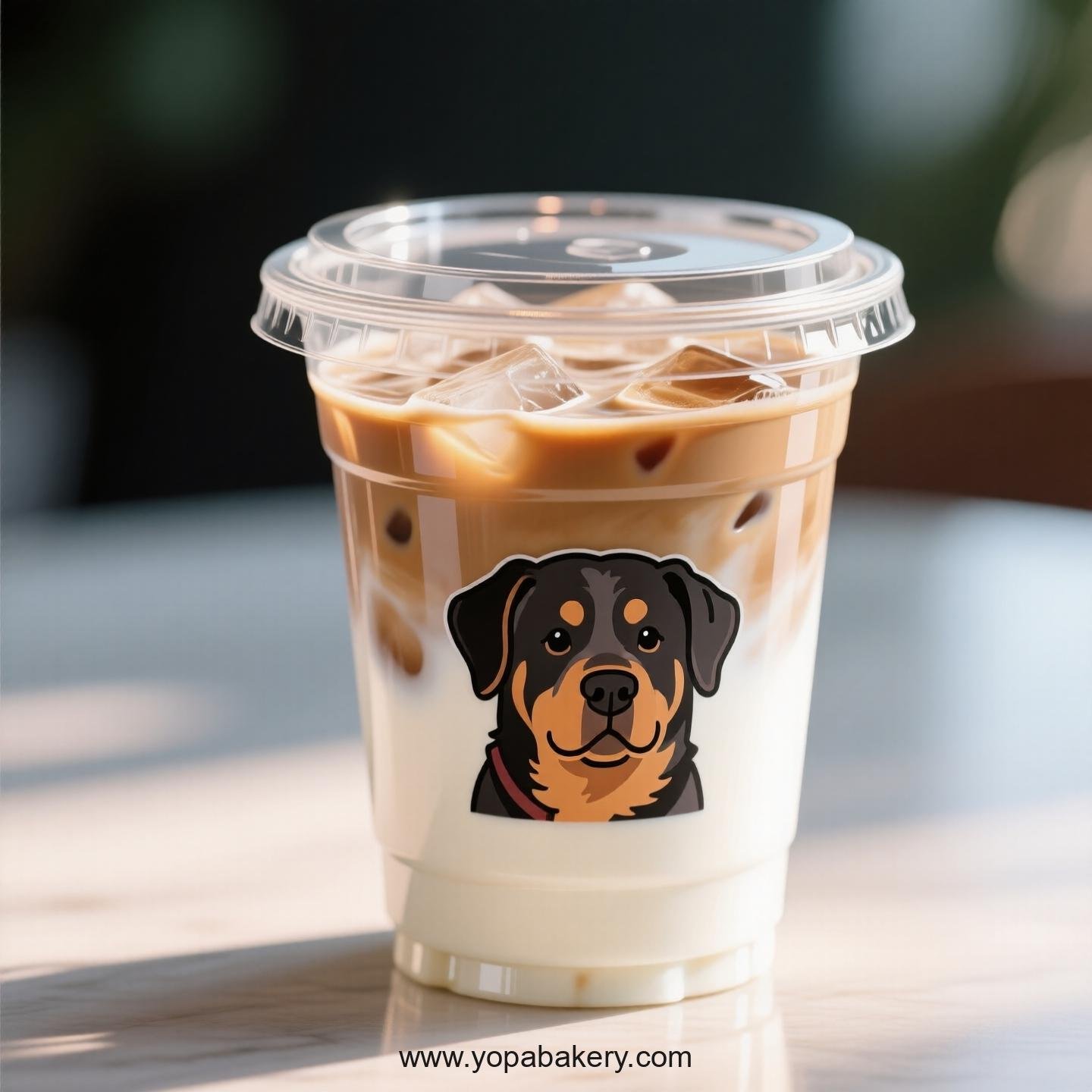 Rottweiler Dog Themed Clear Plastic Cups - Disposable PP & PET Coffee Cups with Lids