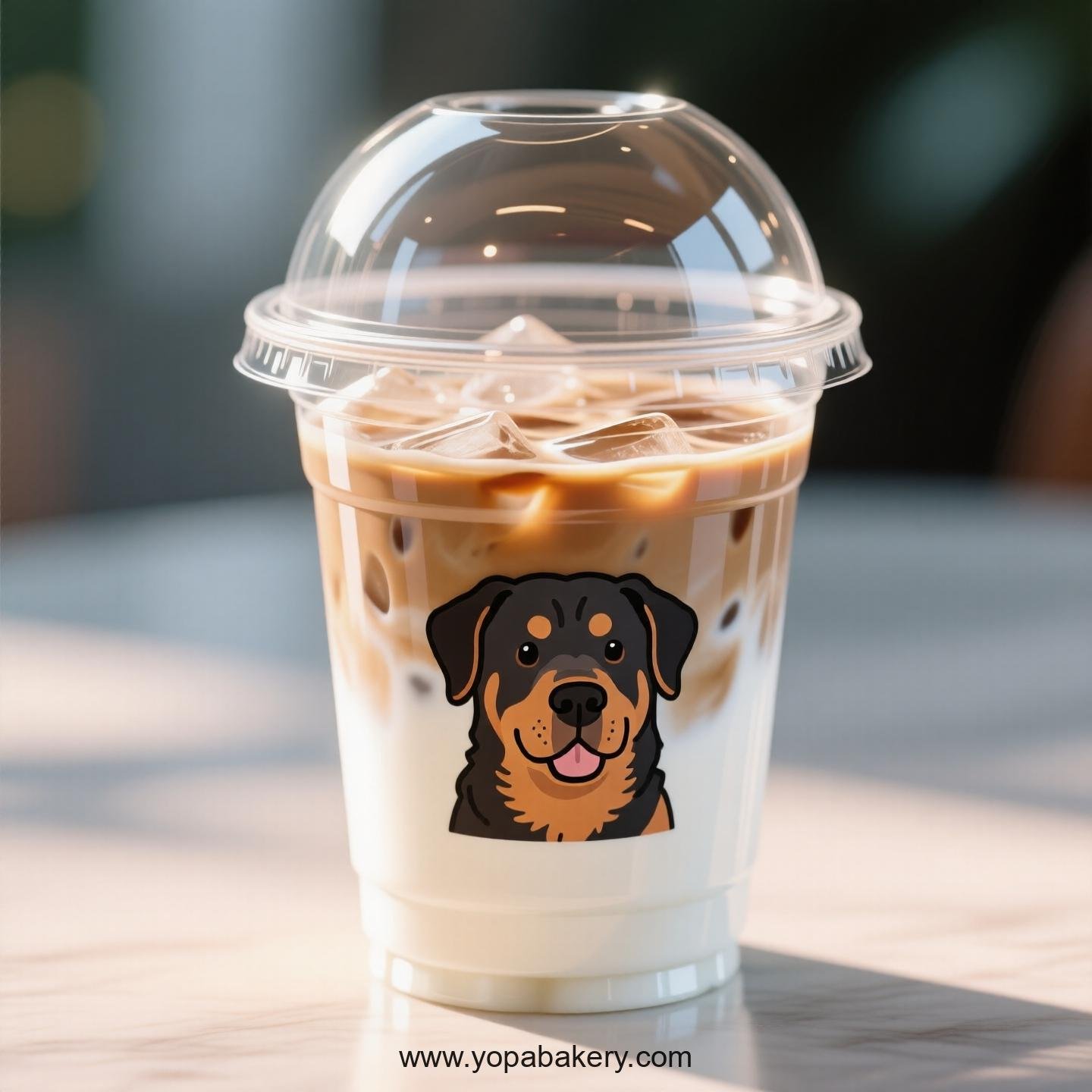 Rottweiler Dog Themed Clear Plastic Cups - Disposable PP & PET Coffee Cups with Lids