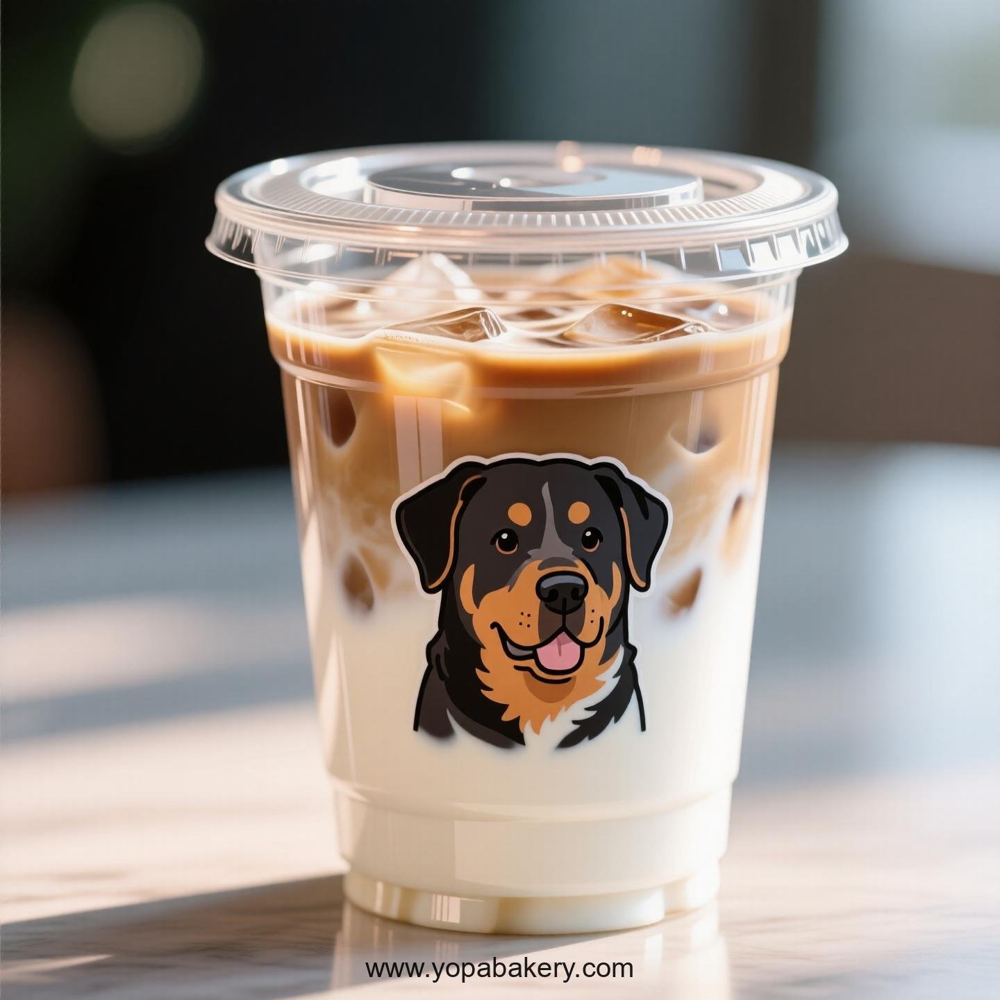 Rottweiler Dog Themed Clear Plastic Cups - Disposable PP & PET Coffee Cups with Lids