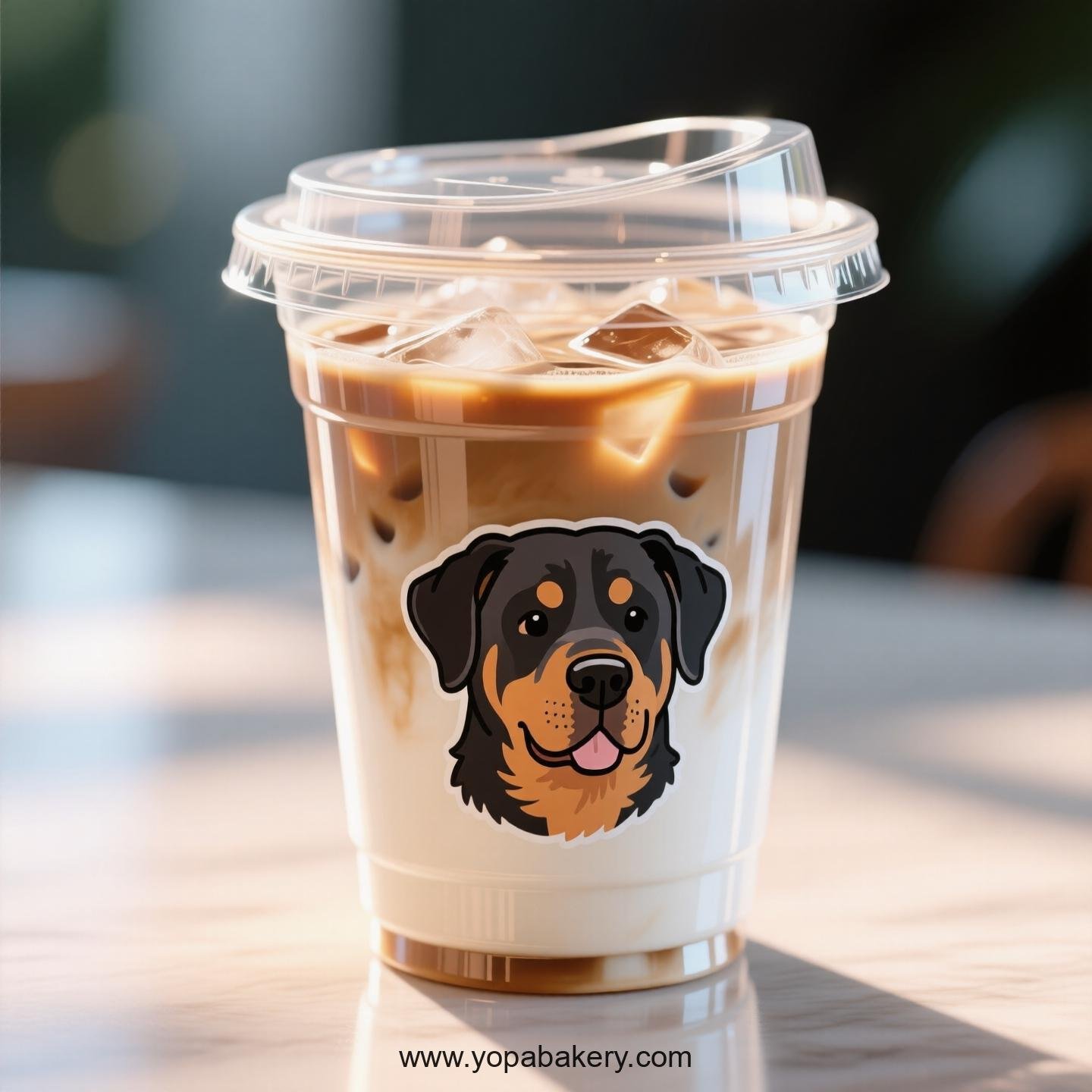 Rottweiler Dog Themed Clear Plastic Cups - Disposable PP & PET Coffee Cups with Lids