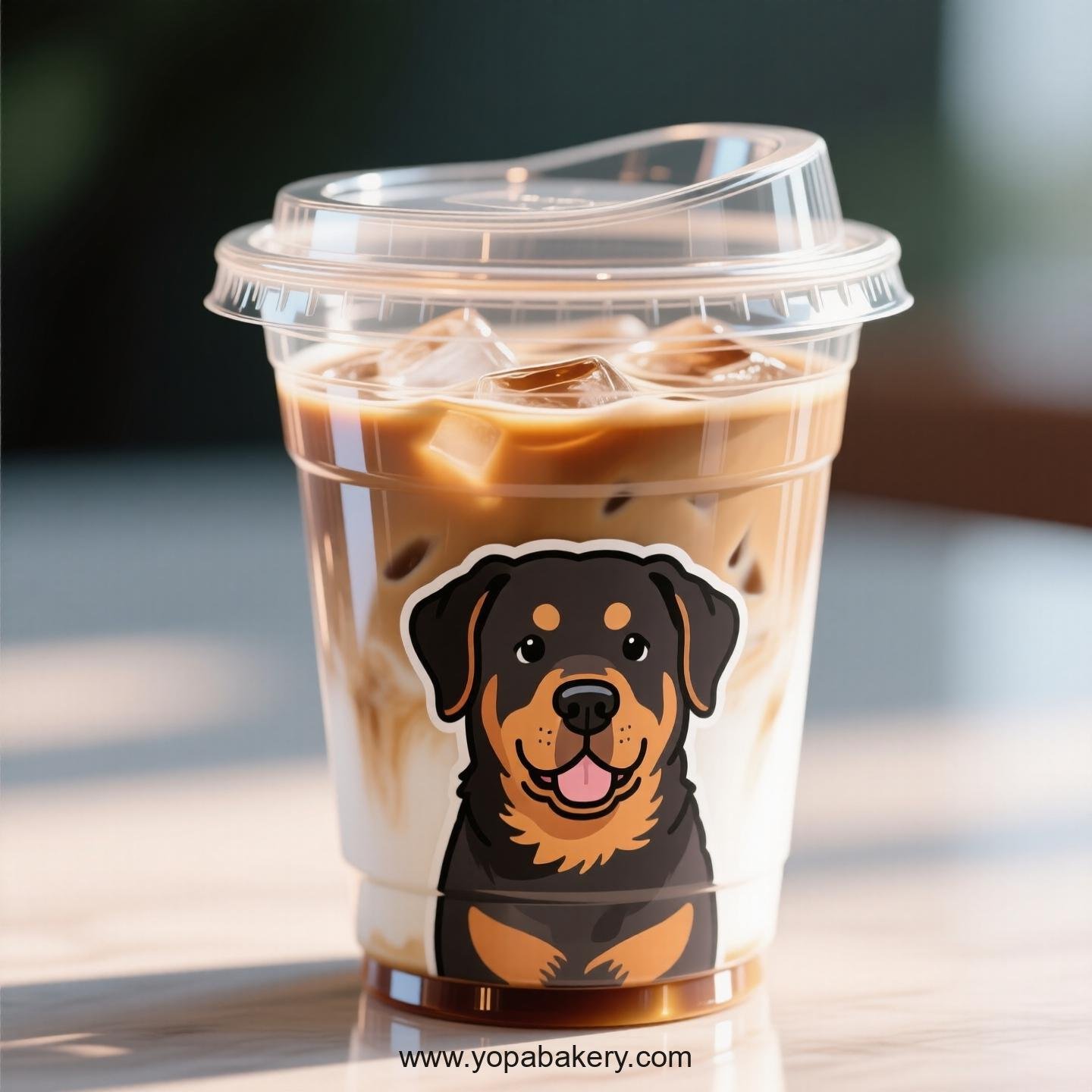 Rottweiler Dog Themed Clear Plastic Cups - Disposable PP & PET Coffee Cups with Lids