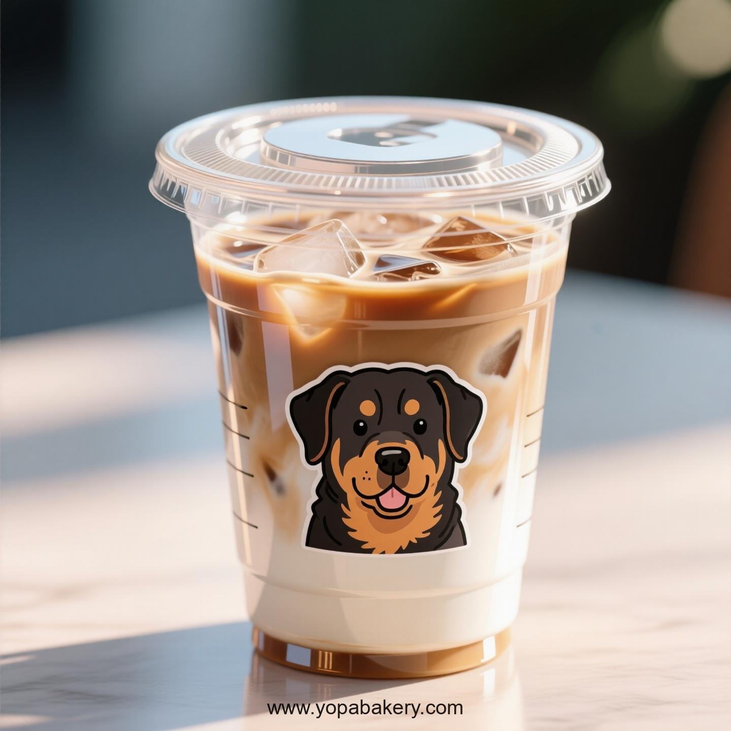 Rottweiler Dog Themed Clear Plastic Cups - Disposable PP & PET Coffee Cups with Lids