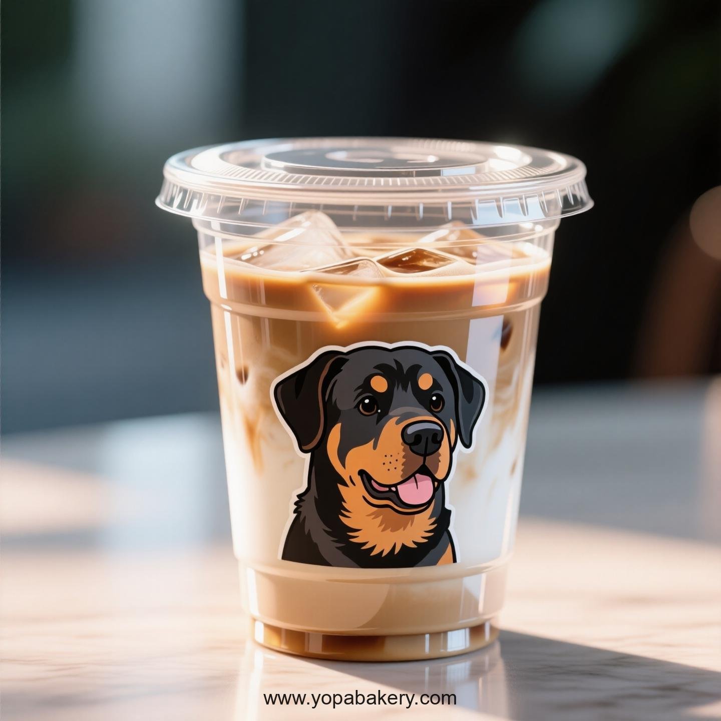 Rottweiler Dog Themed Clear Plastic Cups - Disposable PP & PET Coffee Cups with Lids
