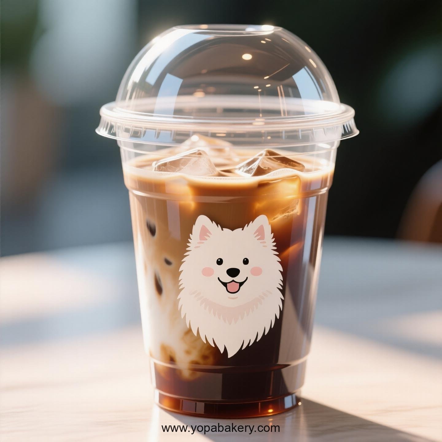 Samoyed Dog Themed Clear Plastic Cups - Disposable PP & PET Coffee Cups with Lids