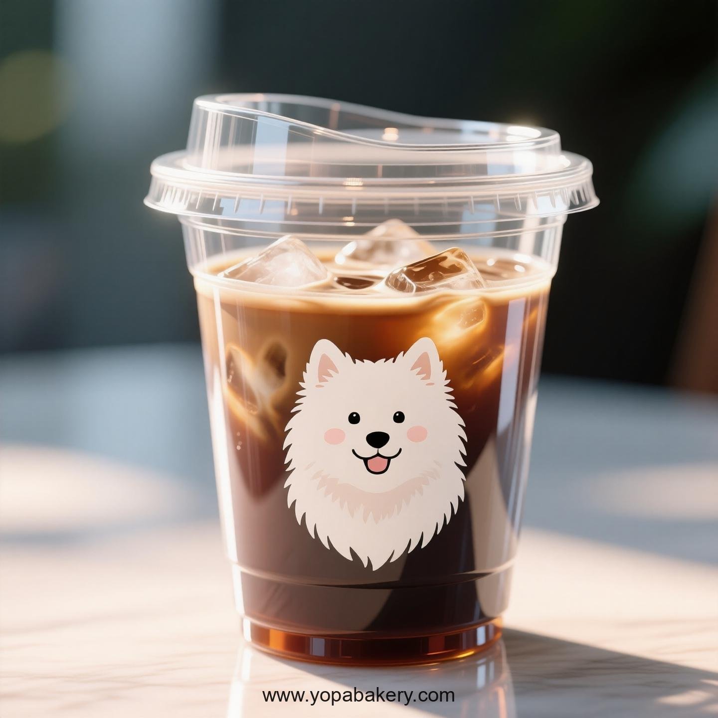 Samoyed Dog Themed Clear Plastic Cups - Disposable PP & PET Coffee Cups with Lids