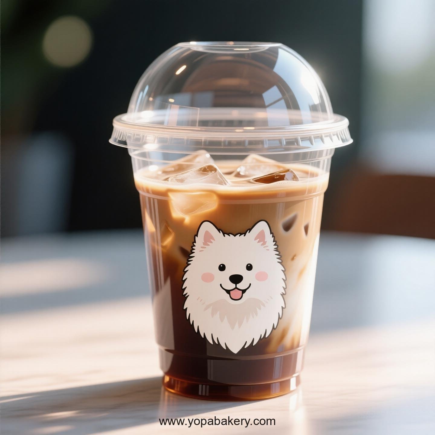 Samoyed Dog Themed Clear Plastic Cups - Disposable PP & PET Coffee Cups with Lids