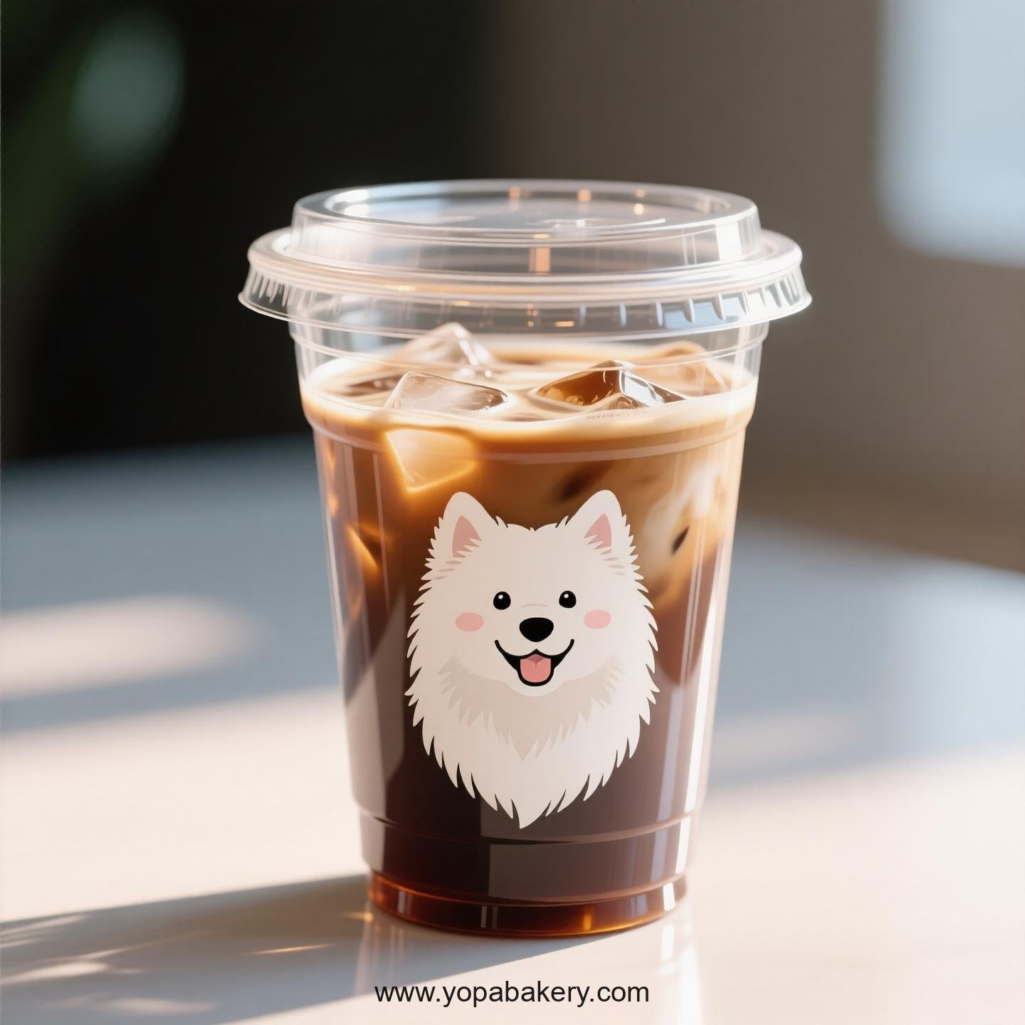 Samoyed Dog Themed Clear Plastic Cups - Disposable PP & PET Coffee Cups with Lids