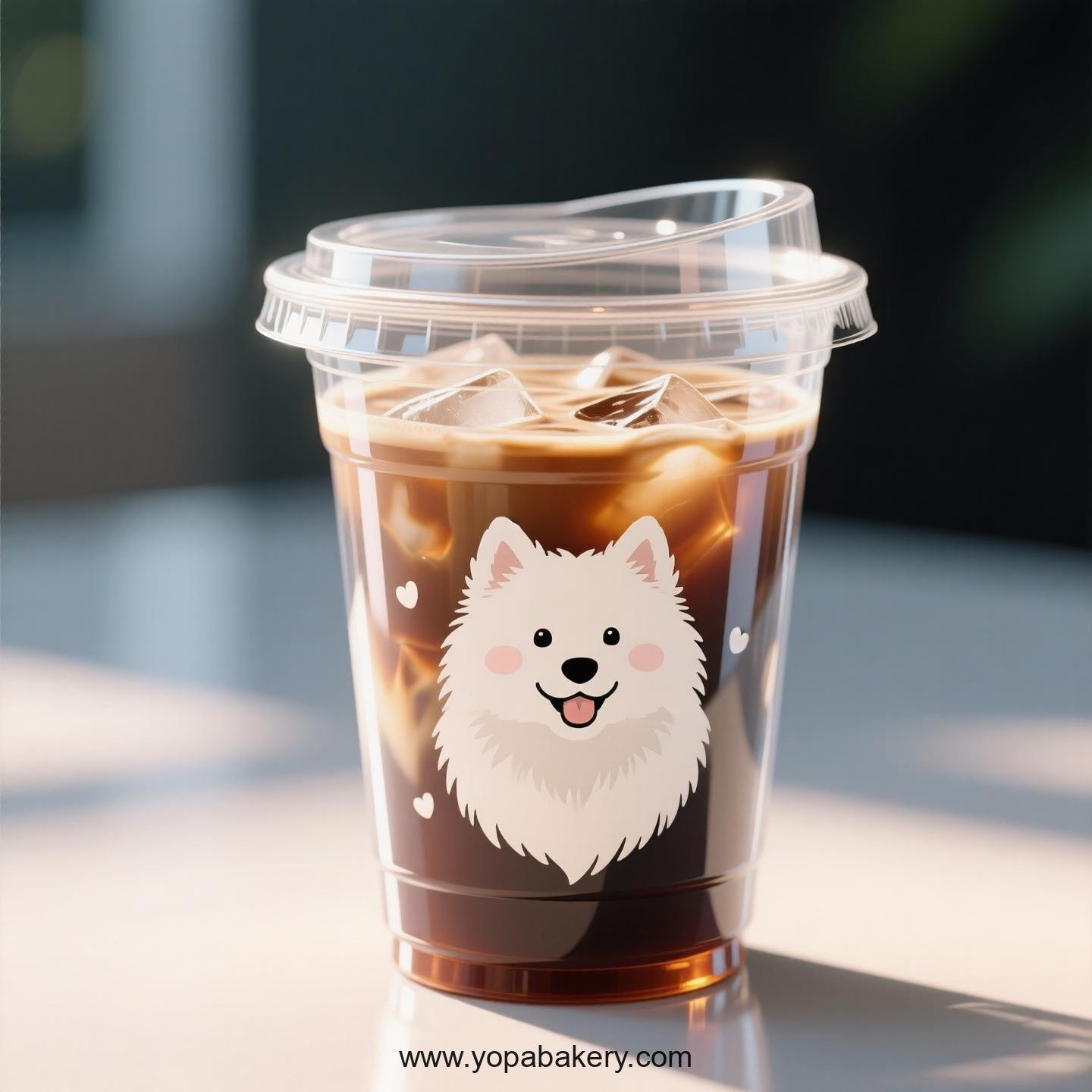 Samoyed Dog Themed Clear Plastic Cups - Disposable PP & PET Coffee Cups with Lids