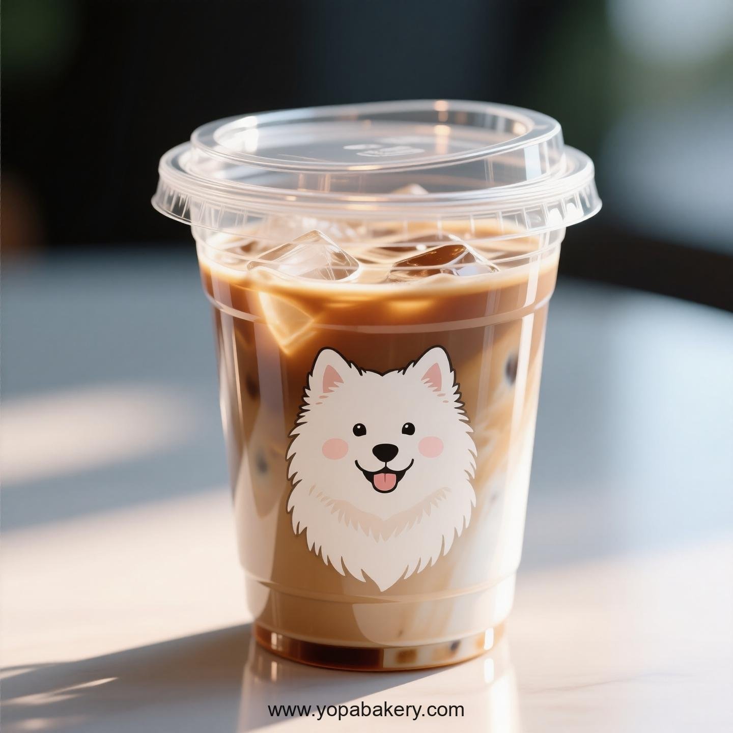 Samoyed Dog Themed Clear Plastic Cups - Disposable PP & PET Coffee Cups with Lids