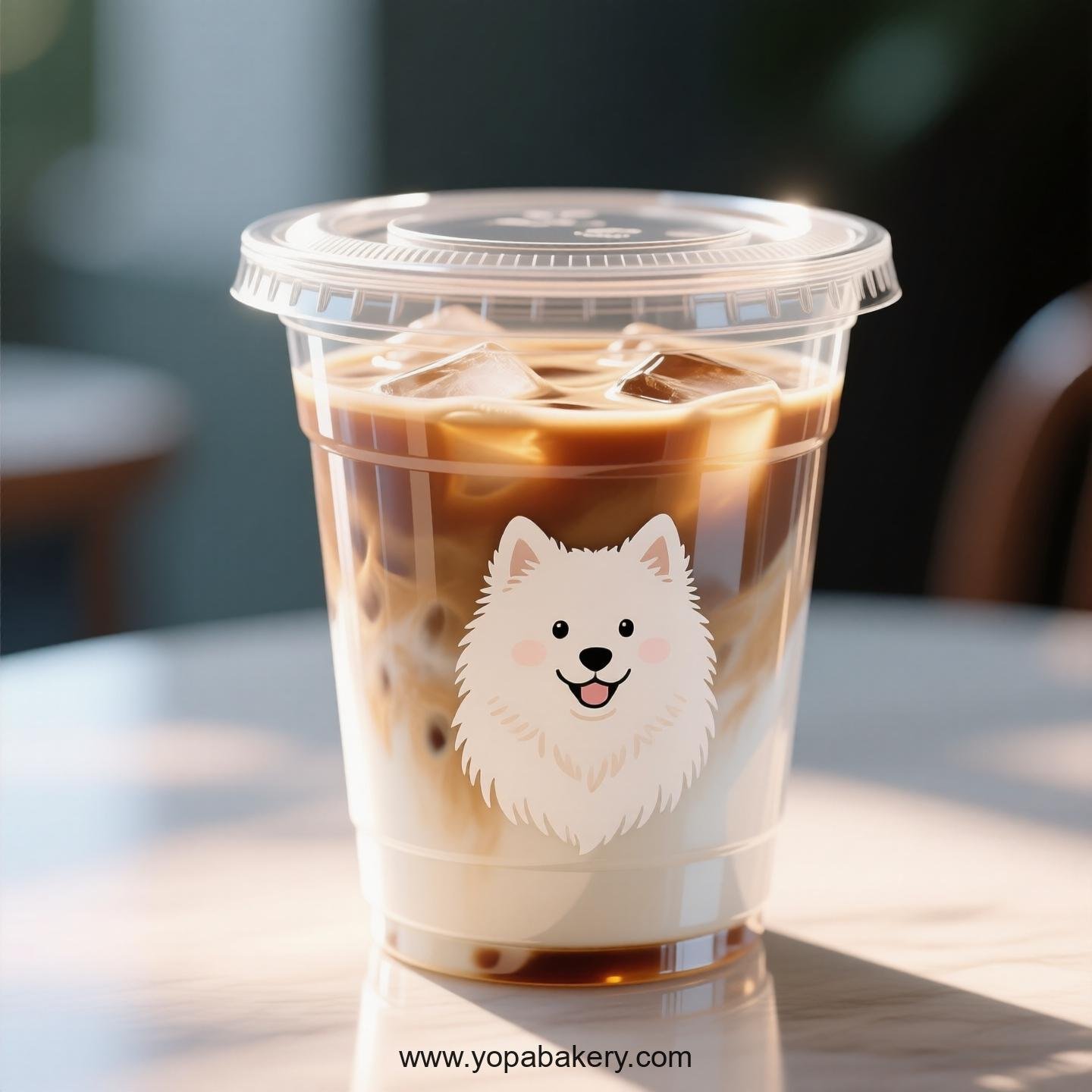 Samoyed Dog Themed Clear Plastic Cups - Disposable PP & PET Coffee Cups with Lids