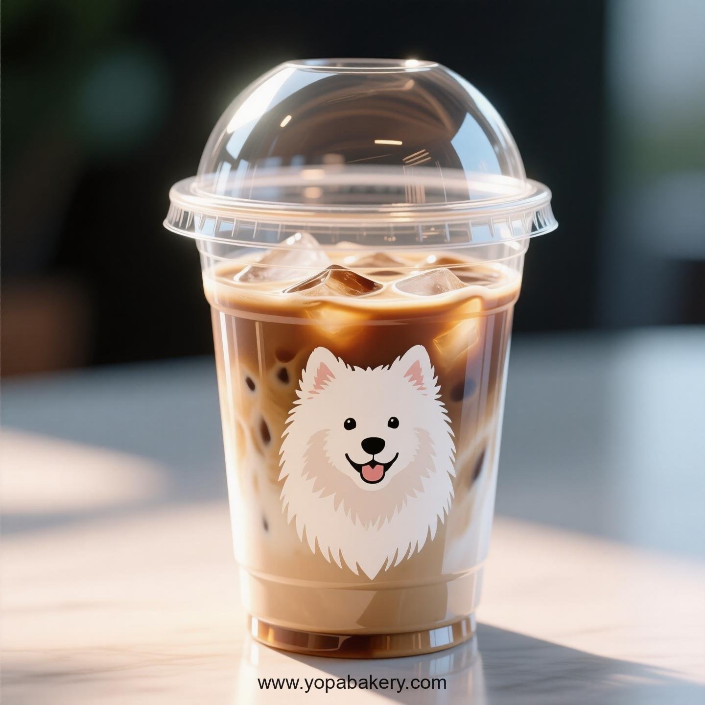 Samoyed Dog Themed Clear Plastic Cups - Disposable PP & PET Coffee Cups with Lids
