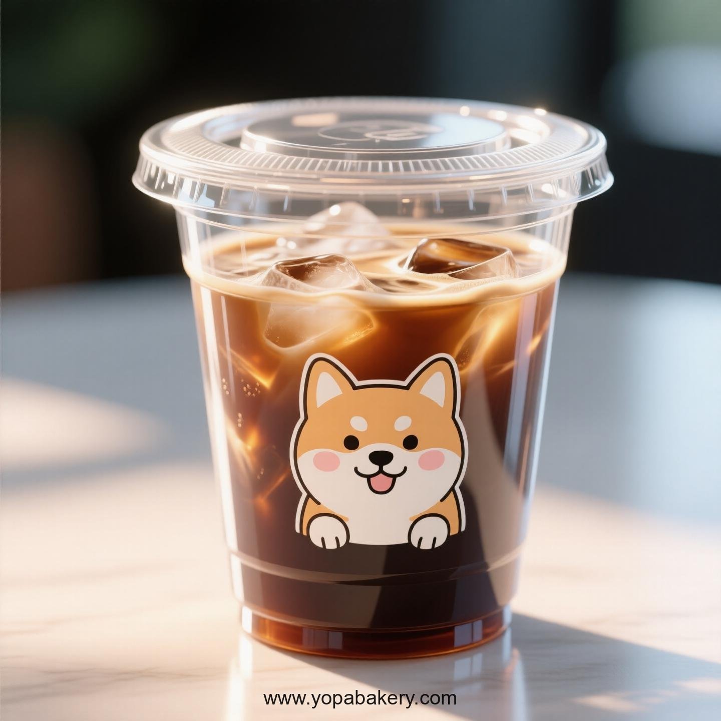 Shiba Inu Dog Themed Clear Plastic Cups - Disposable PP & PET Coffee Cups with Lids