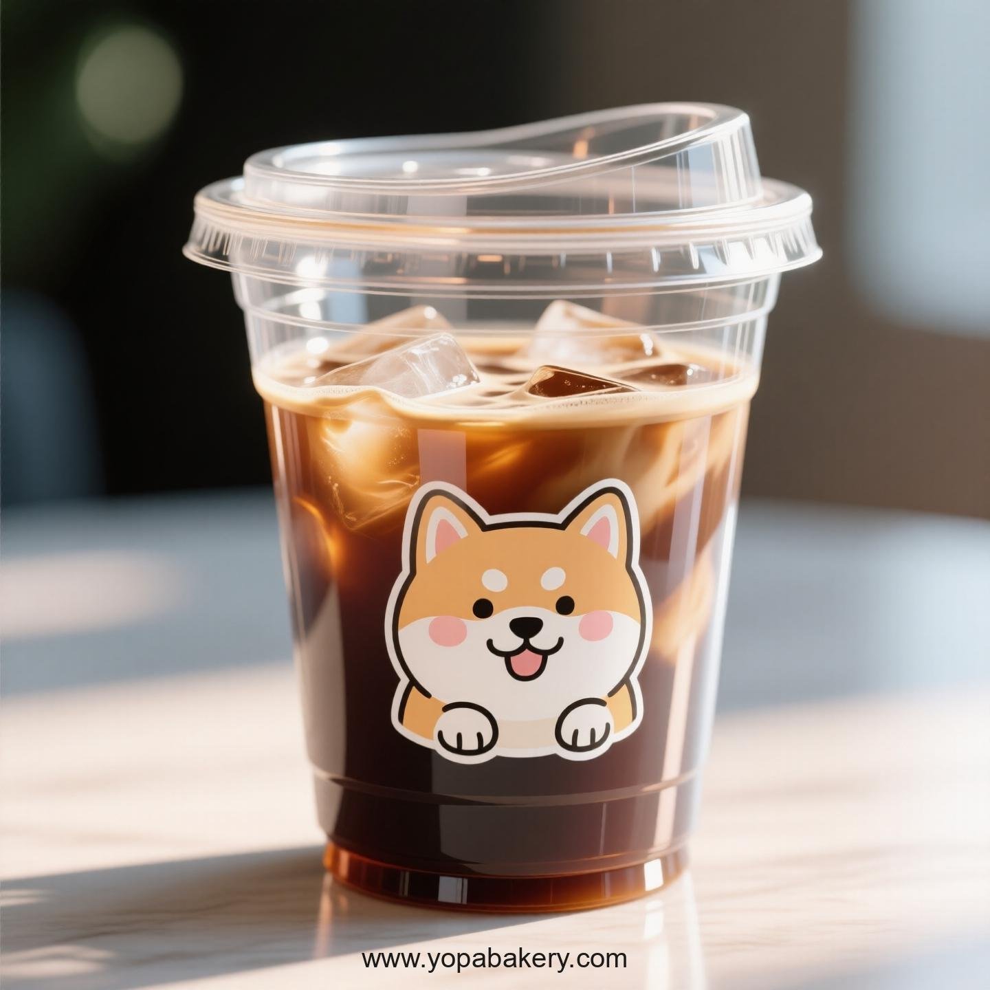 Shiba Inu Dog Themed Clear Plastic Cups - Disposable PP & PET Coffee Cups with Lids