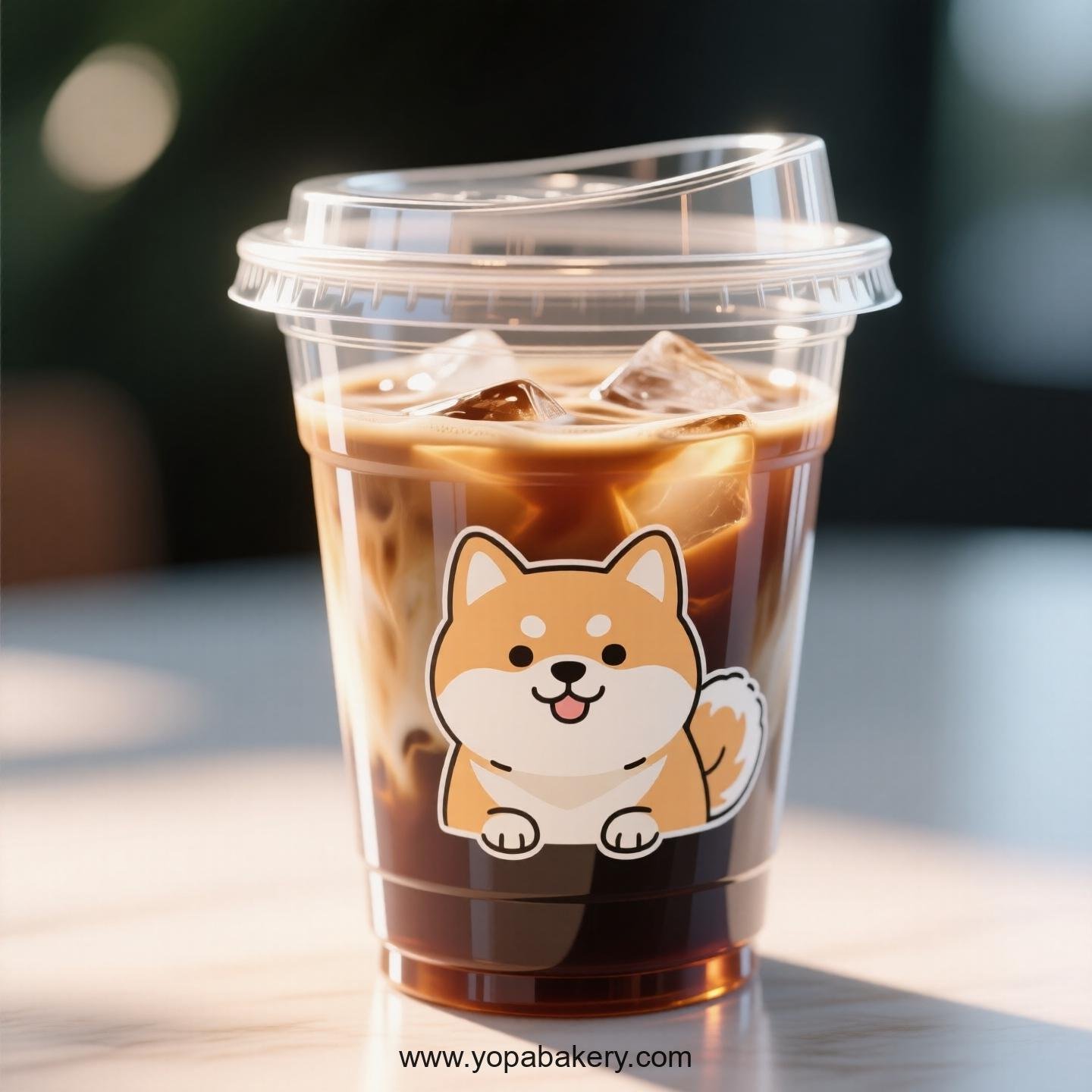 Shiba Inu Dog Themed Clear Plastic Cups - Disposable PP & PET Coffee Cups with Lids