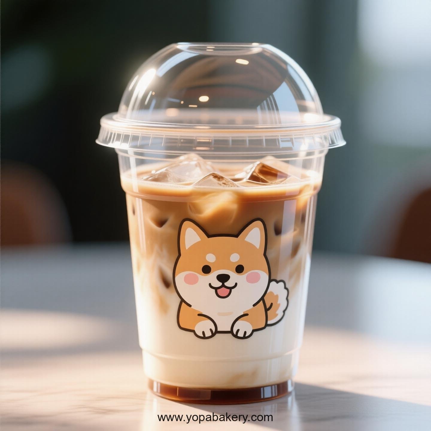 Shiba Inu Dog Themed Clear Plastic Cups - Disposable PP & PET Coffee Cups with Lids