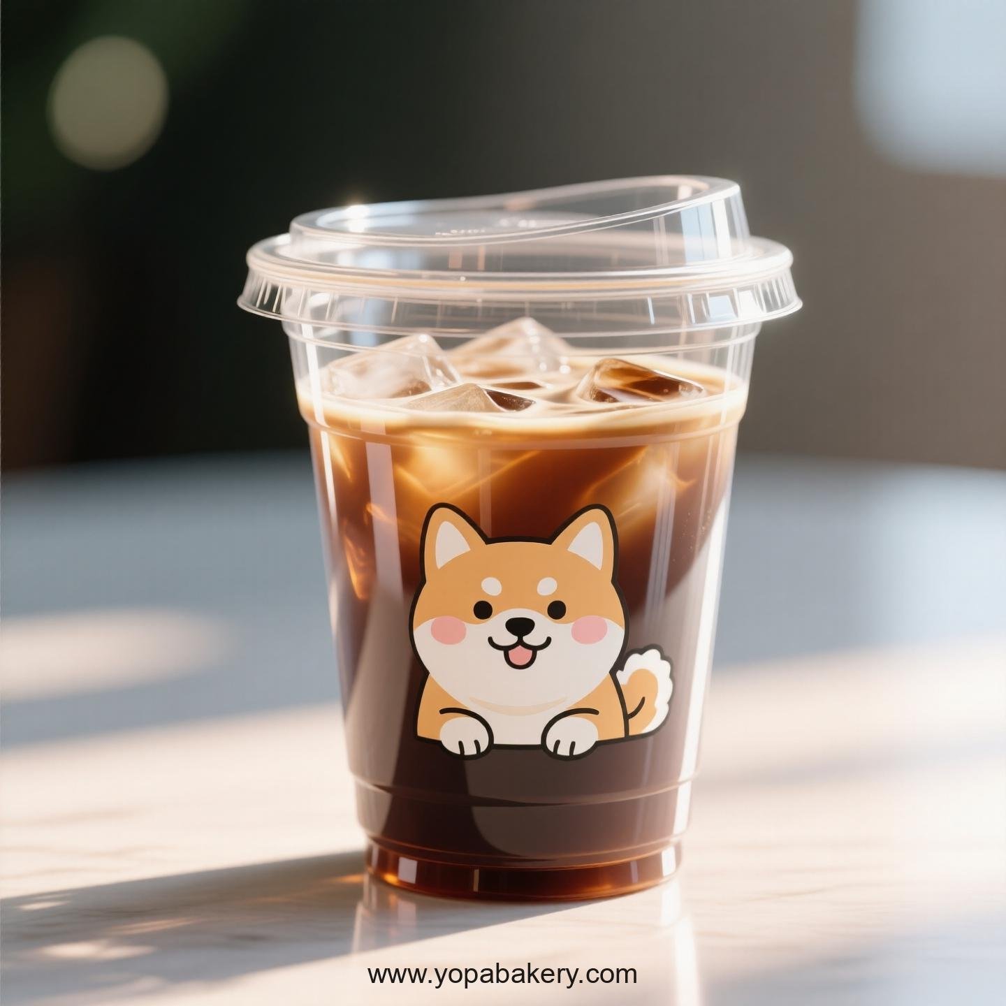 Shiba Inu Dog Themed Clear Plastic Cups - Disposable PP & PET Coffee Cups with Lids