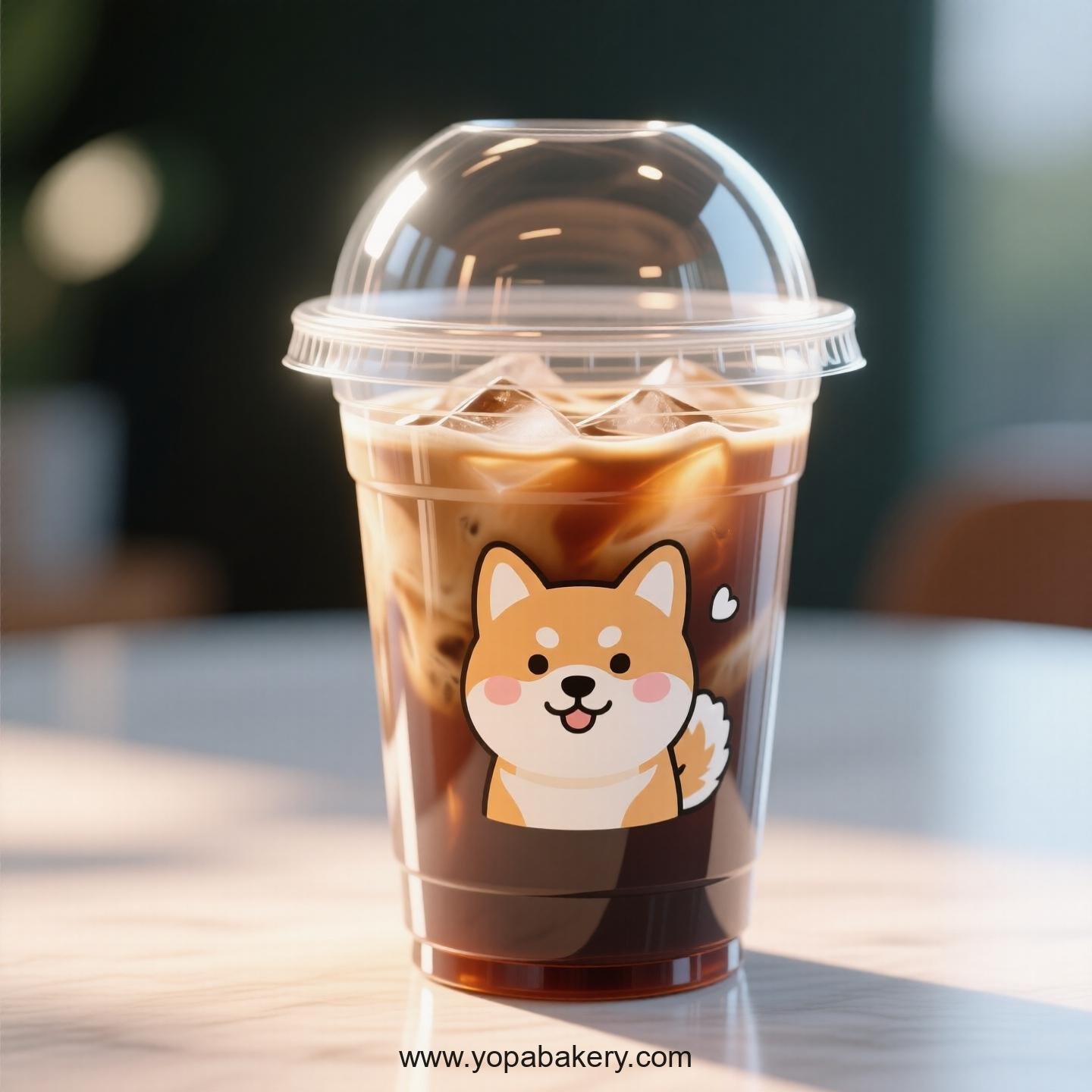 Shiba Inu Dog Themed Clear Plastic Cups - Disposable PP & PET Coffee Cups with Lids