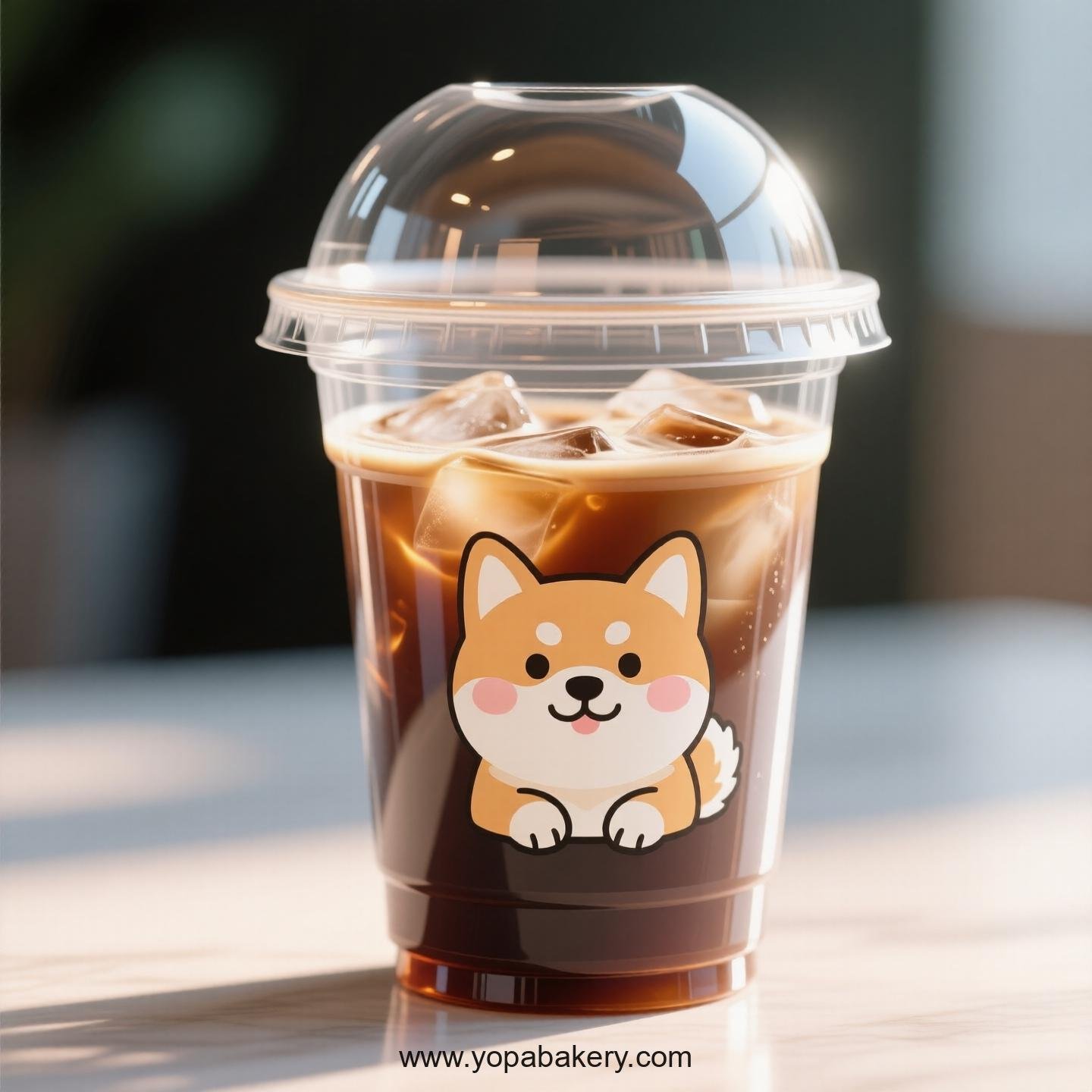 Shiba Inu Dog Themed Clear Plastic Cups - Disposable PP & PET Coffee Cups with Lids
