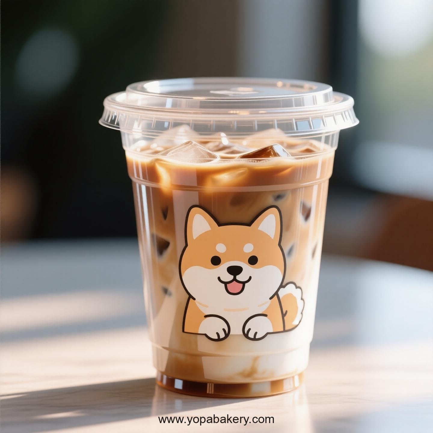 Shiba Inu Dog Themed Clear Plastic Cups - Disposable PP & PET Coffee Cups with Lids