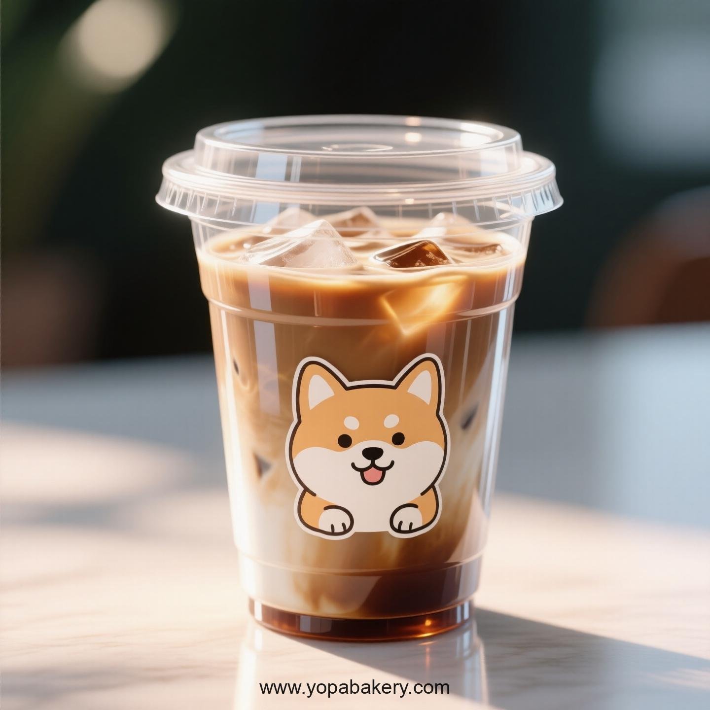 Shiba Inu Dog Themed Clear Plastic Cups - Disposable PP & PET Coffee Cups with Lids