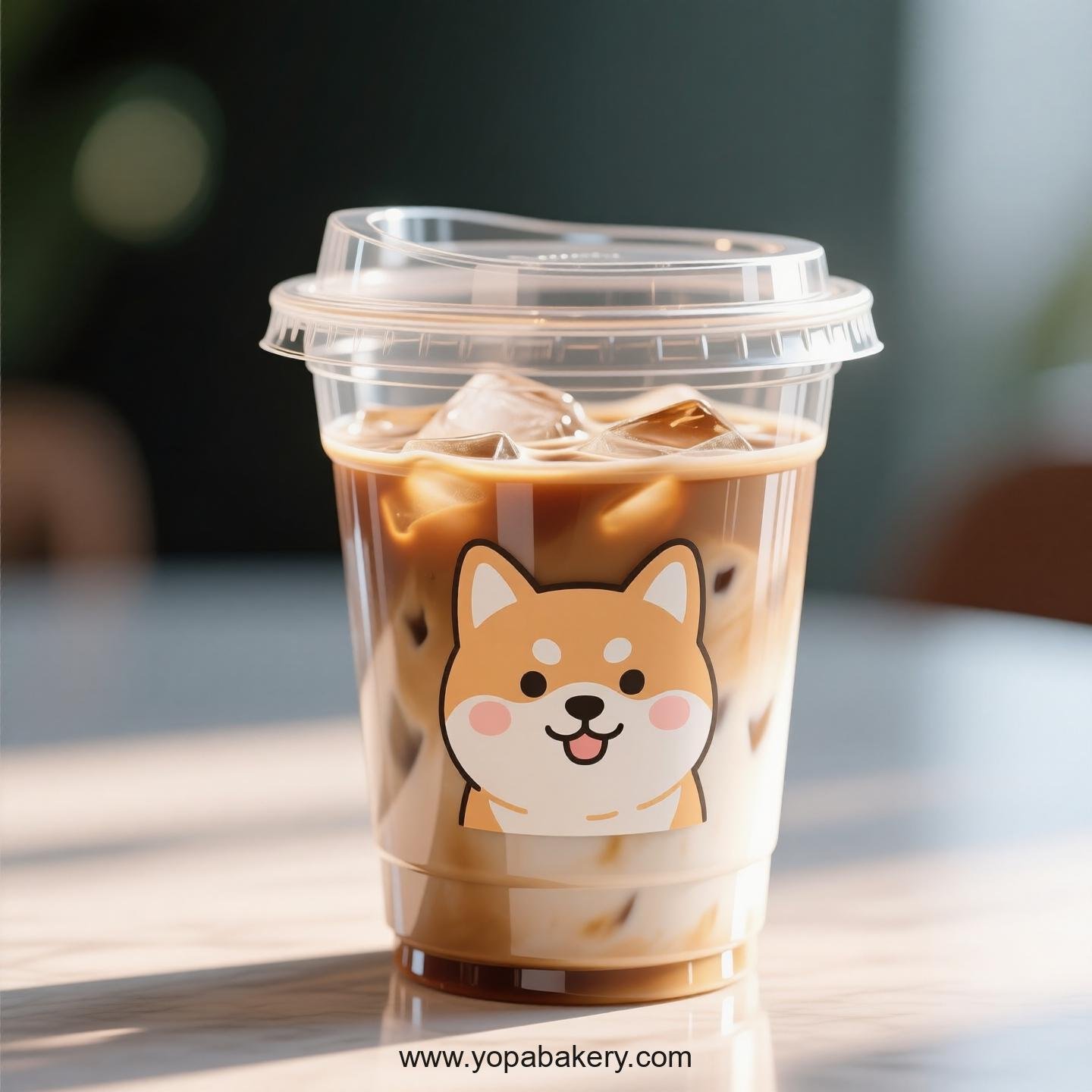 Shiba Inu Dog Themed Clear Plastic Cups - Disposable PP & PET Coffee Cups with Lids
