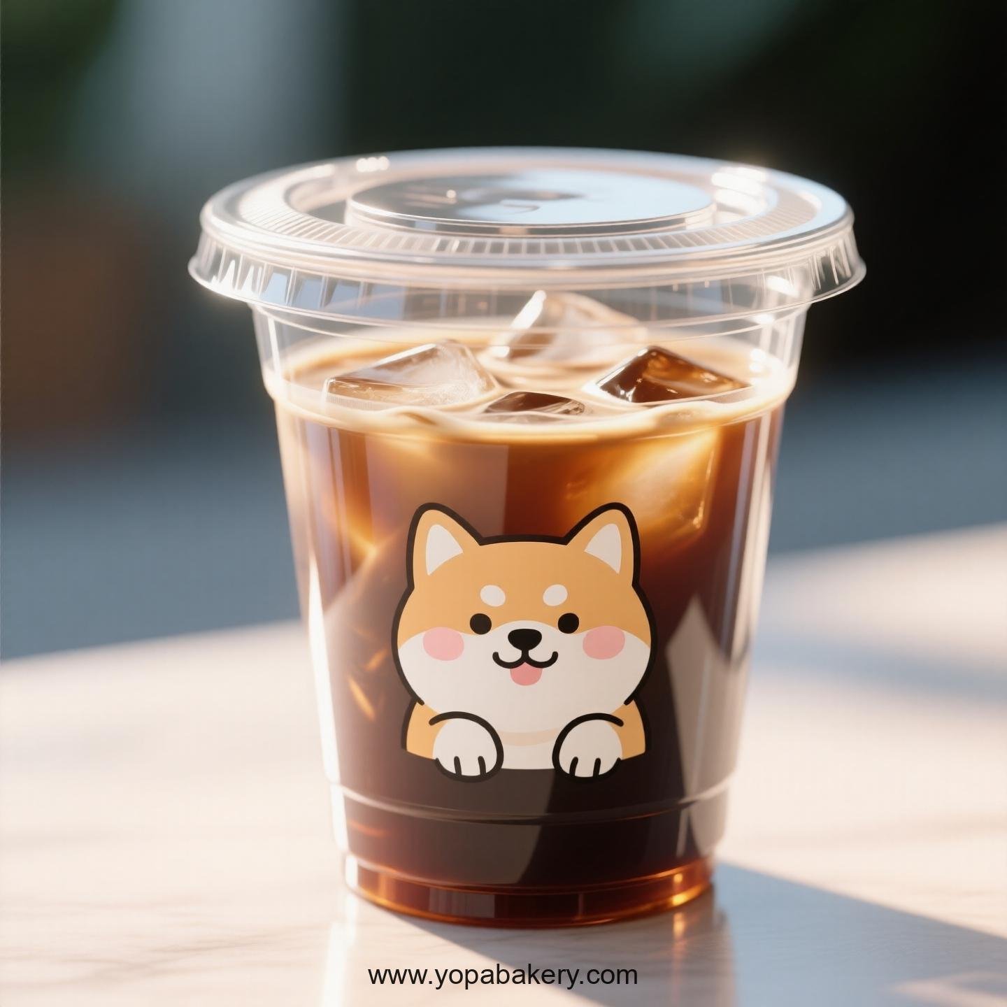Shiba Inu Dog Themed Clear Plastic Cups - Disposable PP & PET Coffee Cups with Lids