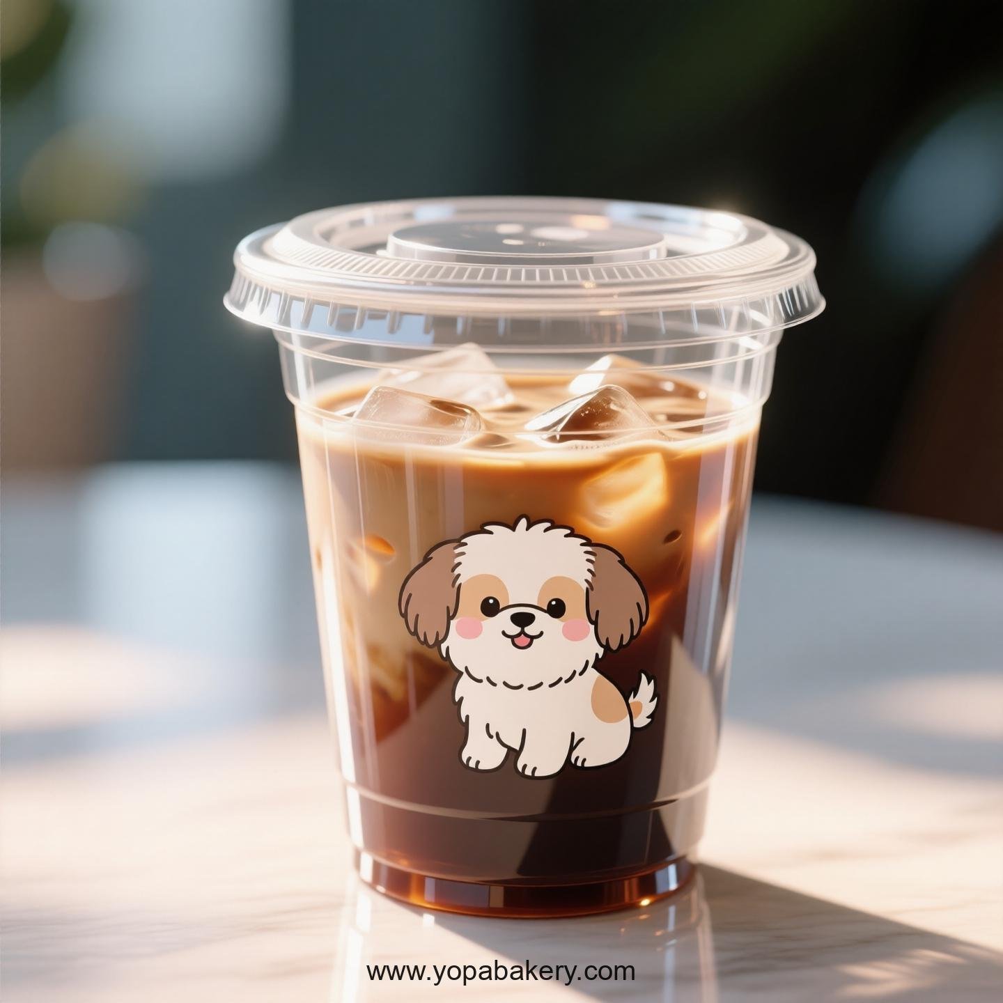 Shih Tzu Dog Themed Clear Plastic Cups - Disposable PP & PET Coffee Cups with Lids