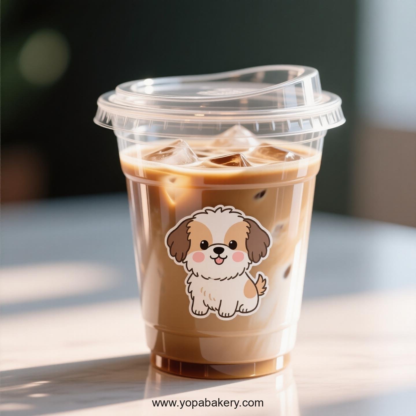Shih Tzu Dog Themed Clear Plastic Cups - Disposable PP & PET Coffee Cups with Lids