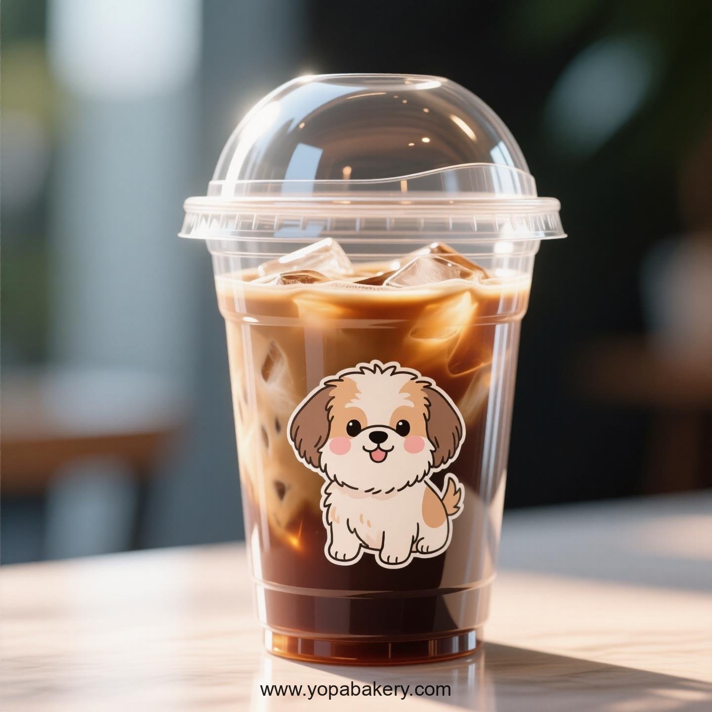 Shih Tzu Dog Themed Clear Plastic Cups - Disposable PP & PET Coffee Cups with Lids