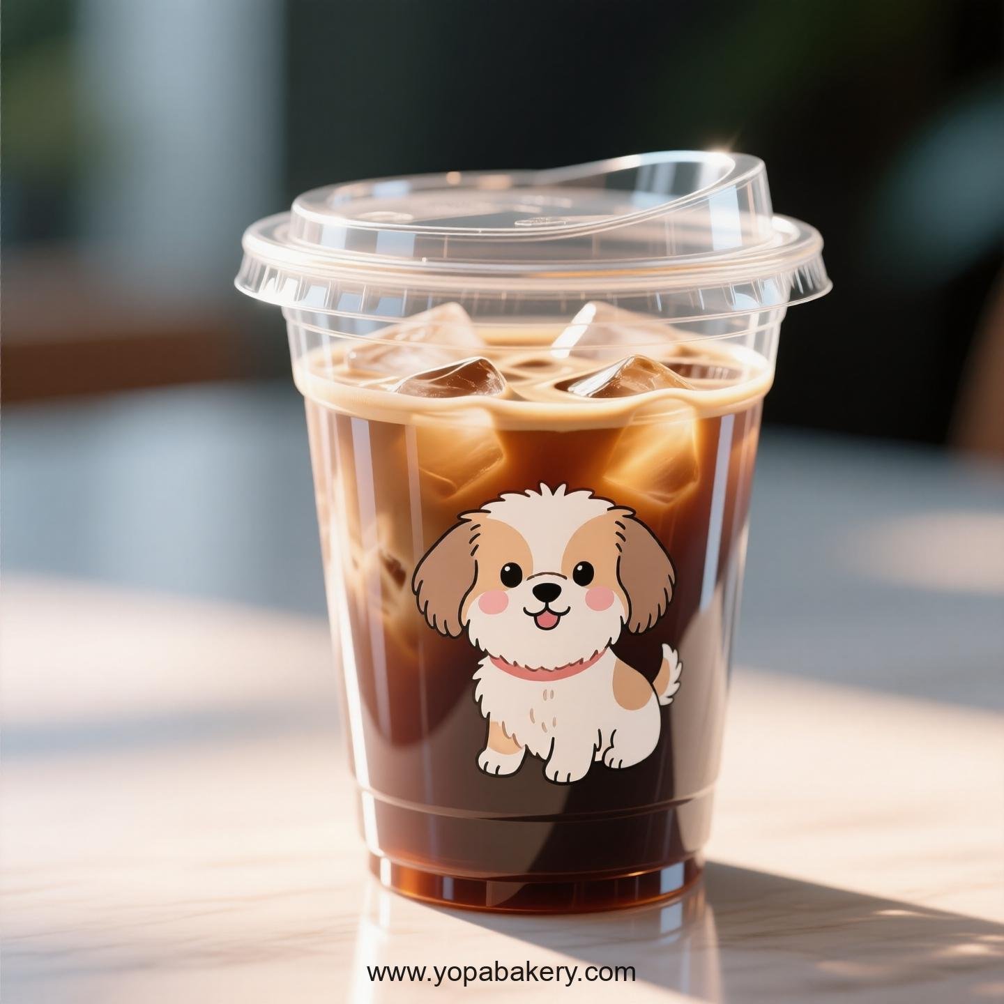 Shih Tzu Dog Themed Clear Plastic Cups - Disposable PP & PET Coffee Cups with Lids