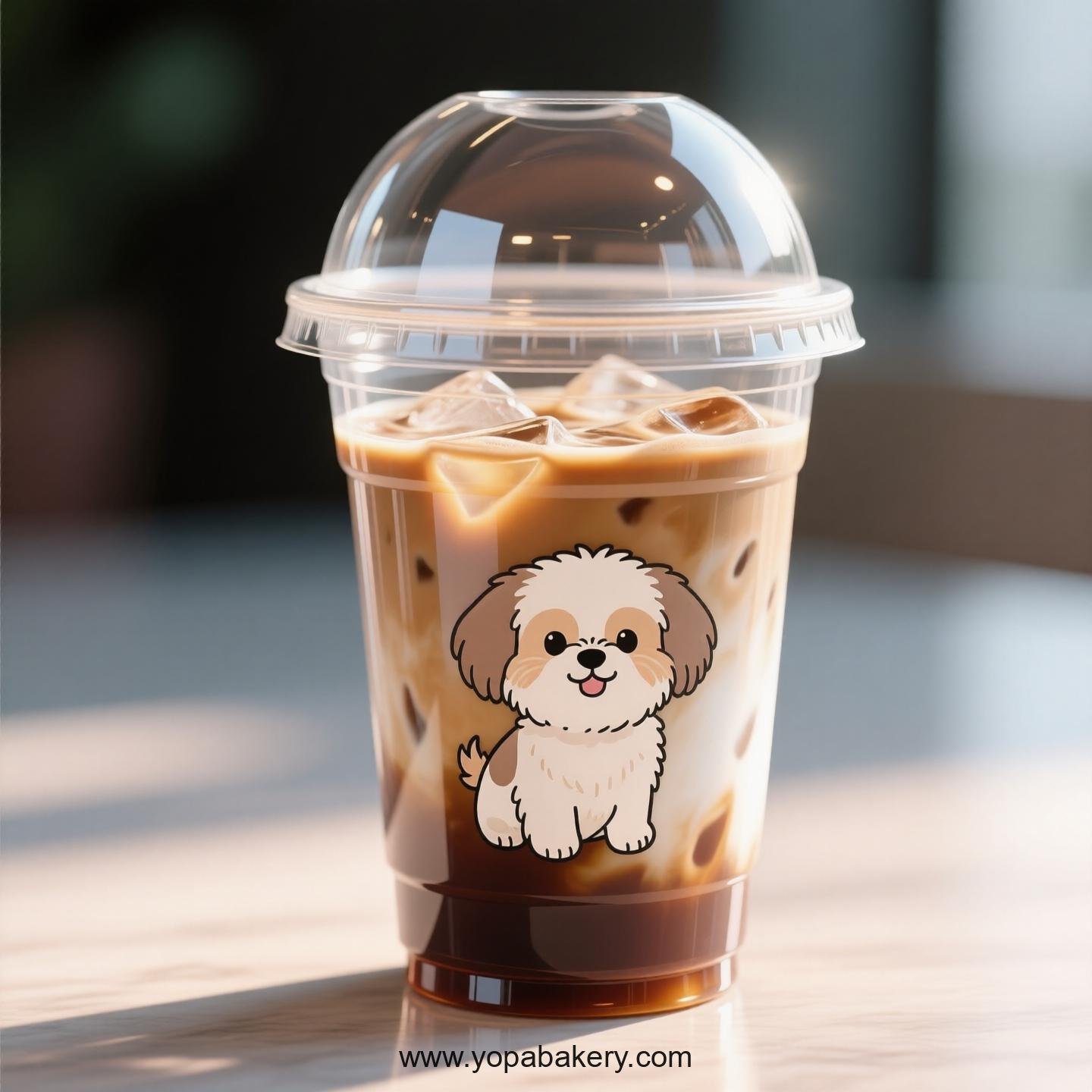 Shih Tzu Dog Themed Clear Plastic Cups - Disposable PP & PET Coffee Cups with Lids