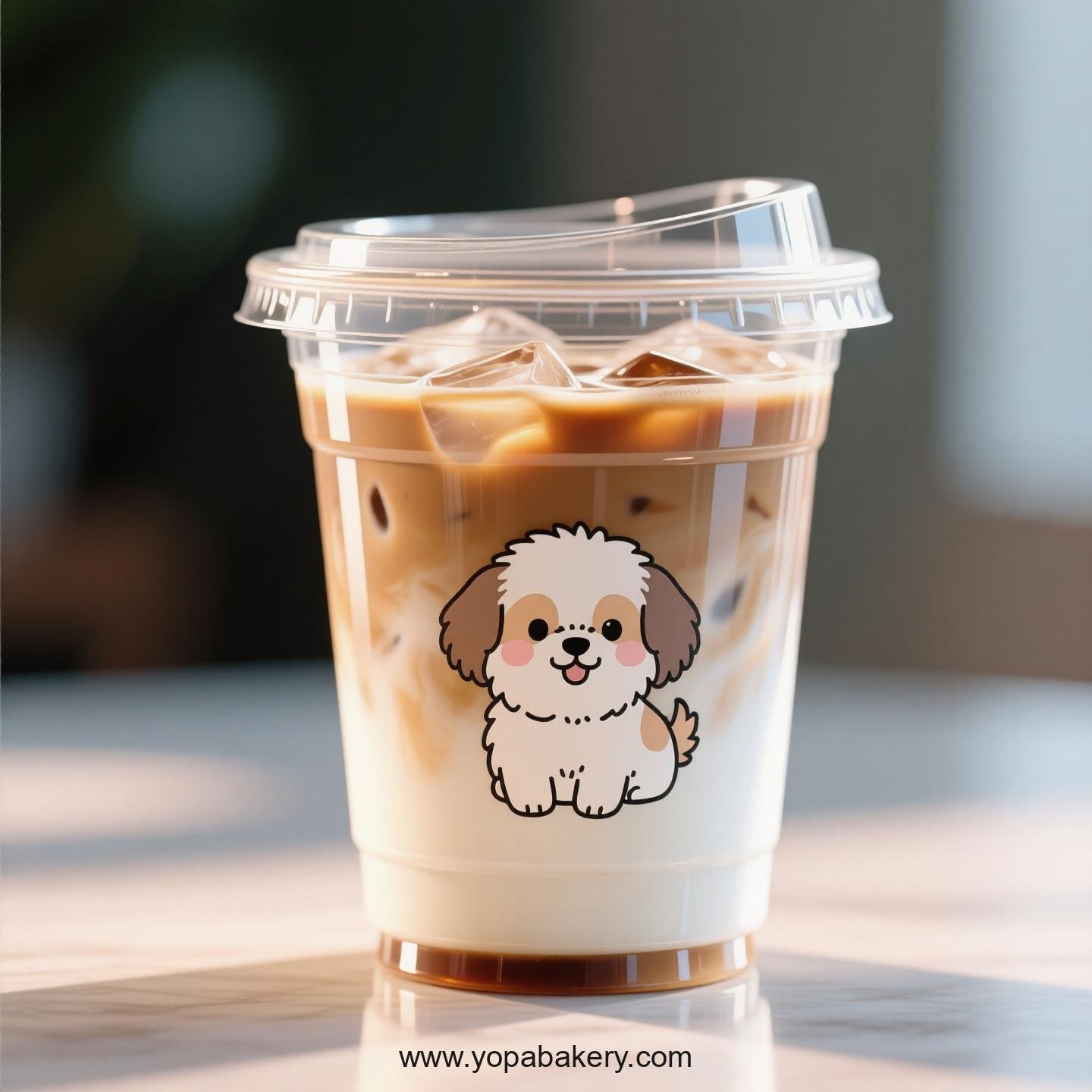 Shih Tzu Dog Themed Clear Plastic Cups - Disposable PP & PET Coffee Cups with Lids