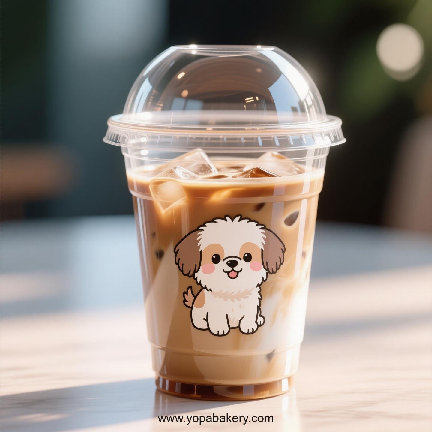 Shih Tzu Dog Themed Clear Plastic Cups - Disposable PP & PET Coffee Cups with Lids
