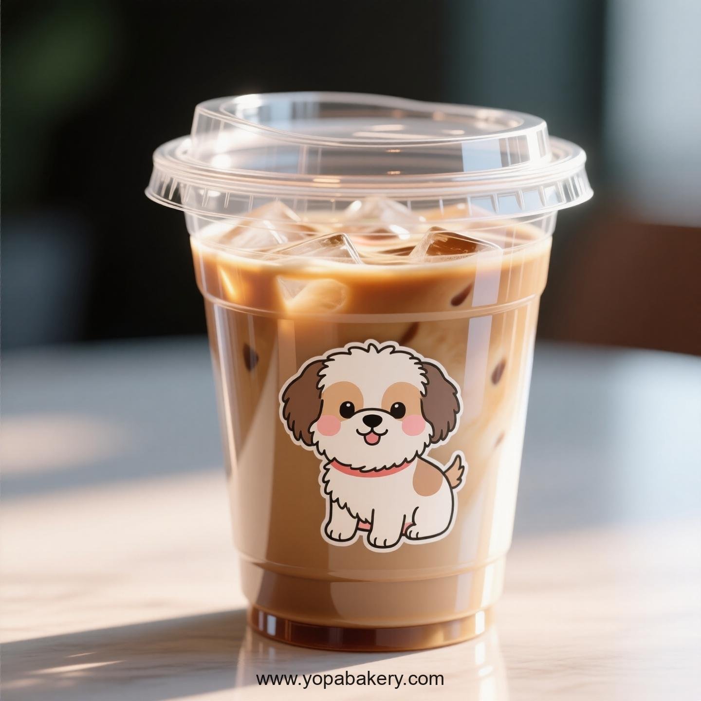 Shih Tzu Dog Themed Clear Plastic Cups - Disposable PP & PET Coffee Cups with Lids