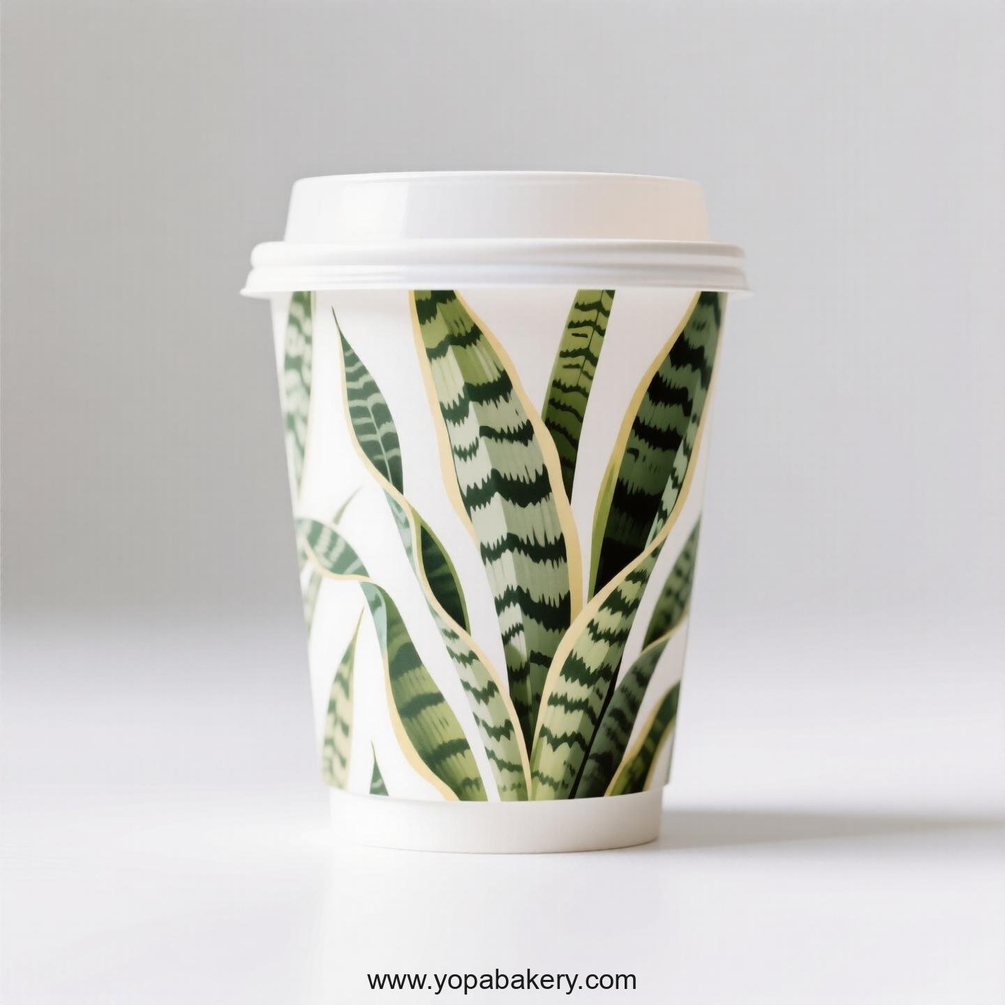 Disposable Snake Plant Themed Coffee Paper Cups Factory: 4-24 oz Custom Logo & Door to Door