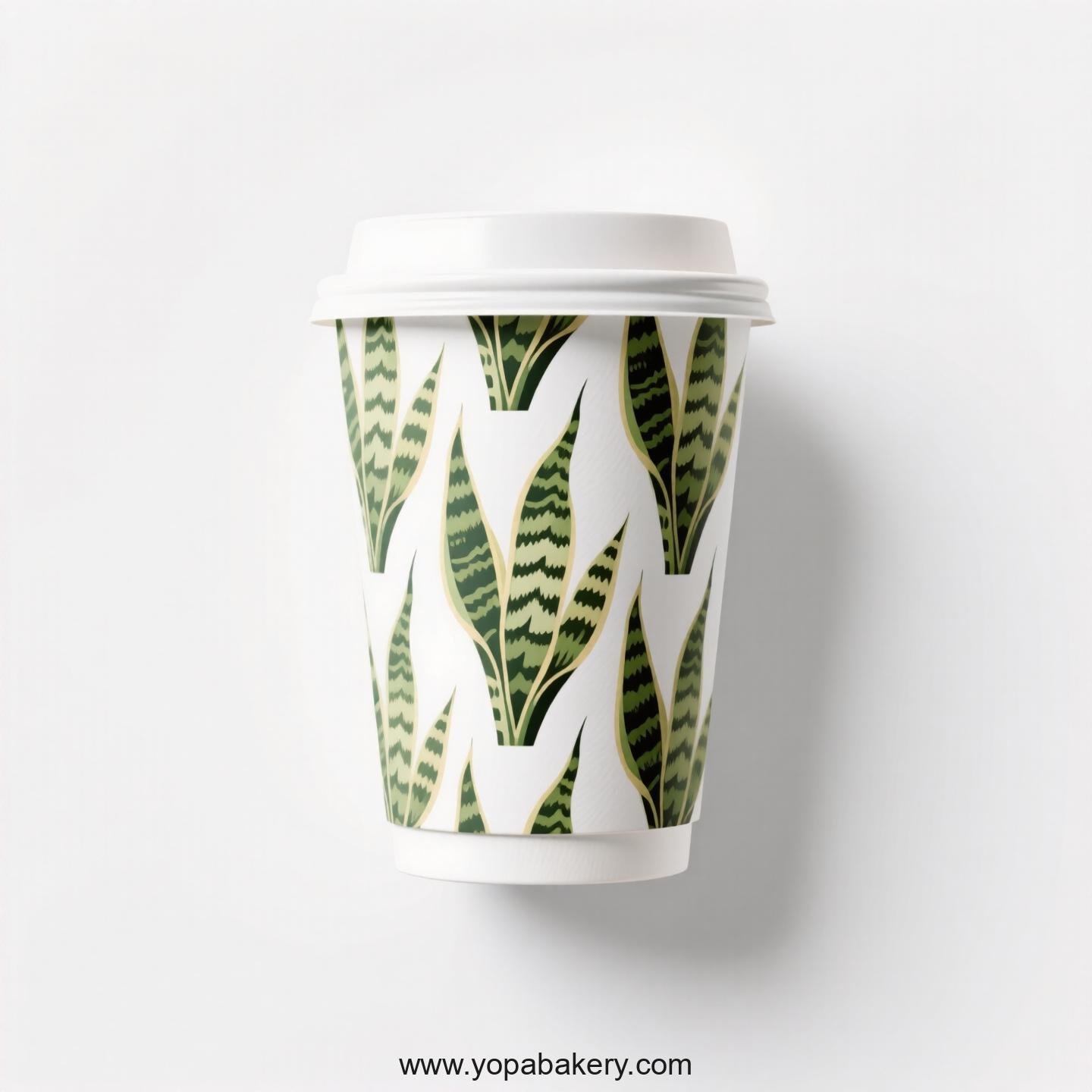 Disposable Snake Plant Themed Coffee Paper Cups Factory: 4-24 oz Custom Logo & Door to Door