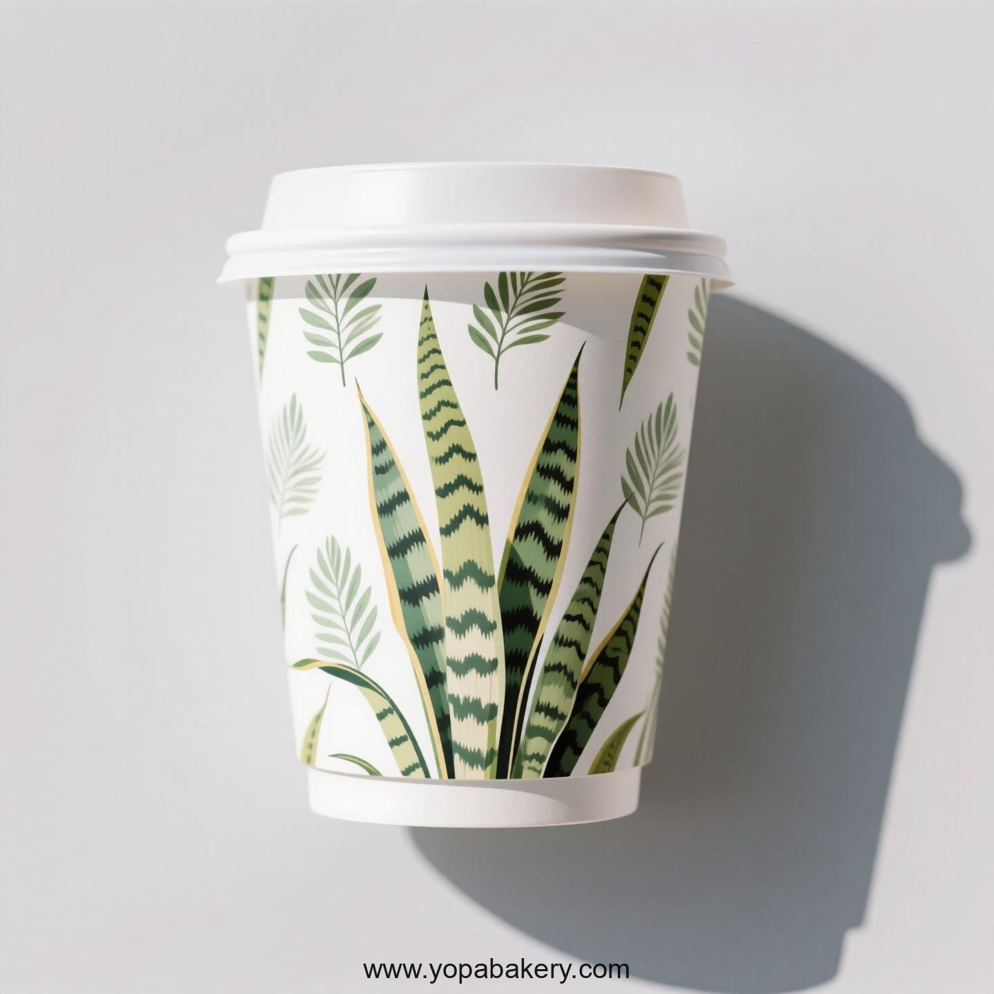 Disposable Snake Plant Themed Coffee Paper Cups Factory: 4-24 oz Custom Logo & Door to Door
