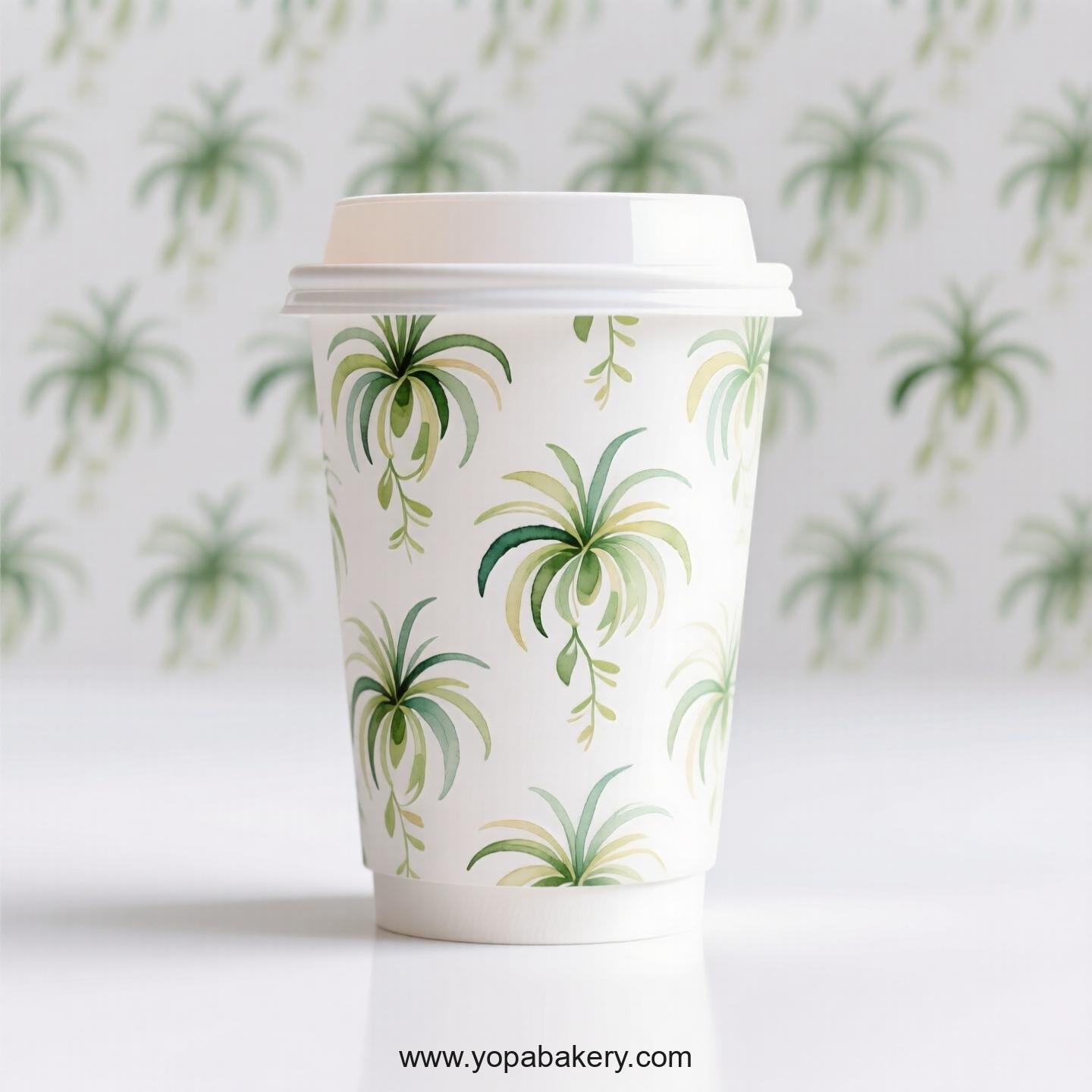 Spider Plant Themed Coffee Paper Cups Factory: 4-24 oz Disposable Cup Custom Logo & Door to Door