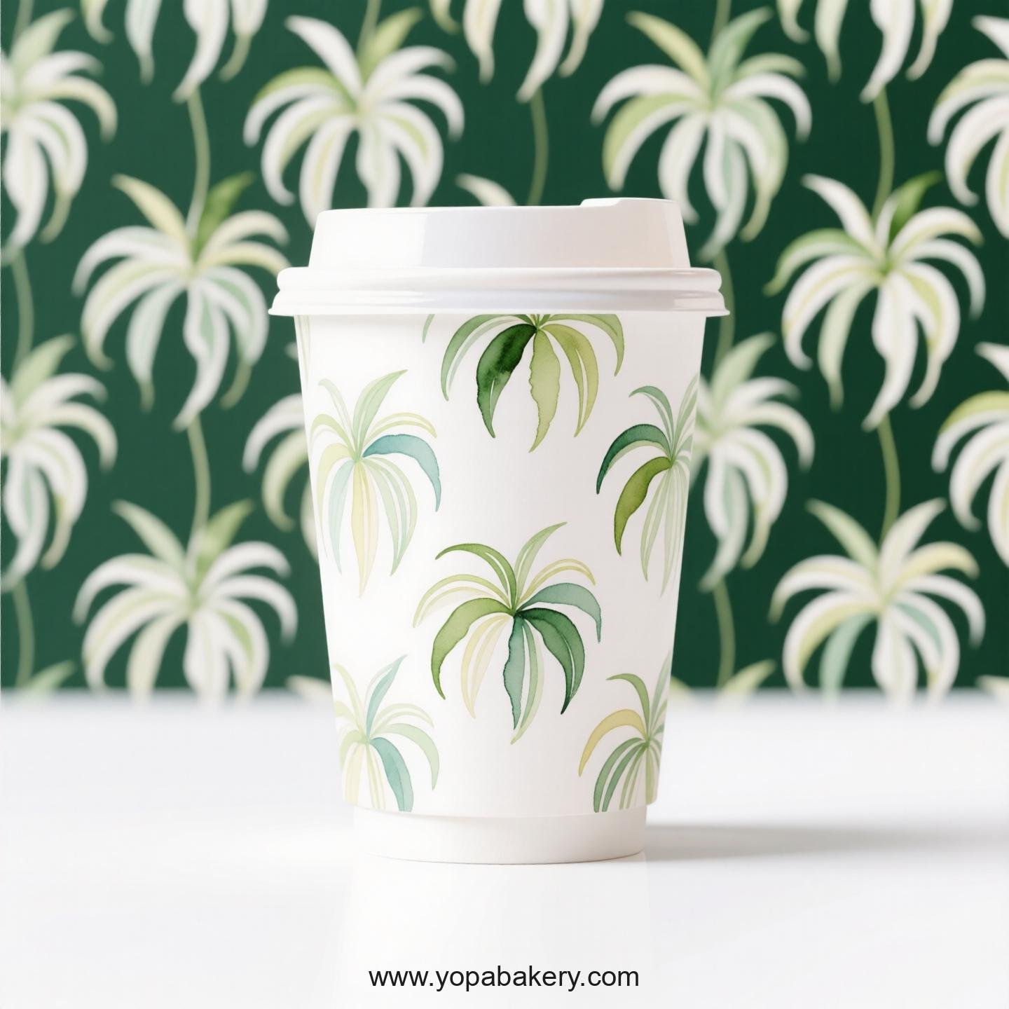 Spider Plant Themed Coffee Paper Cups Factory: 4-24 oz Disposable Cup Custom Logo & Door to Door