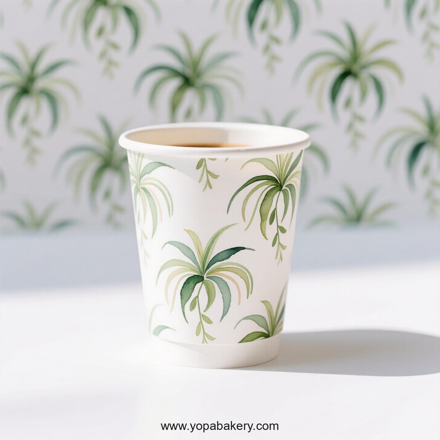 Spider Plant Themed Coffee Paper Cups Factory: 4-24 oz Disposable Cup Custom Logo & Door to Door