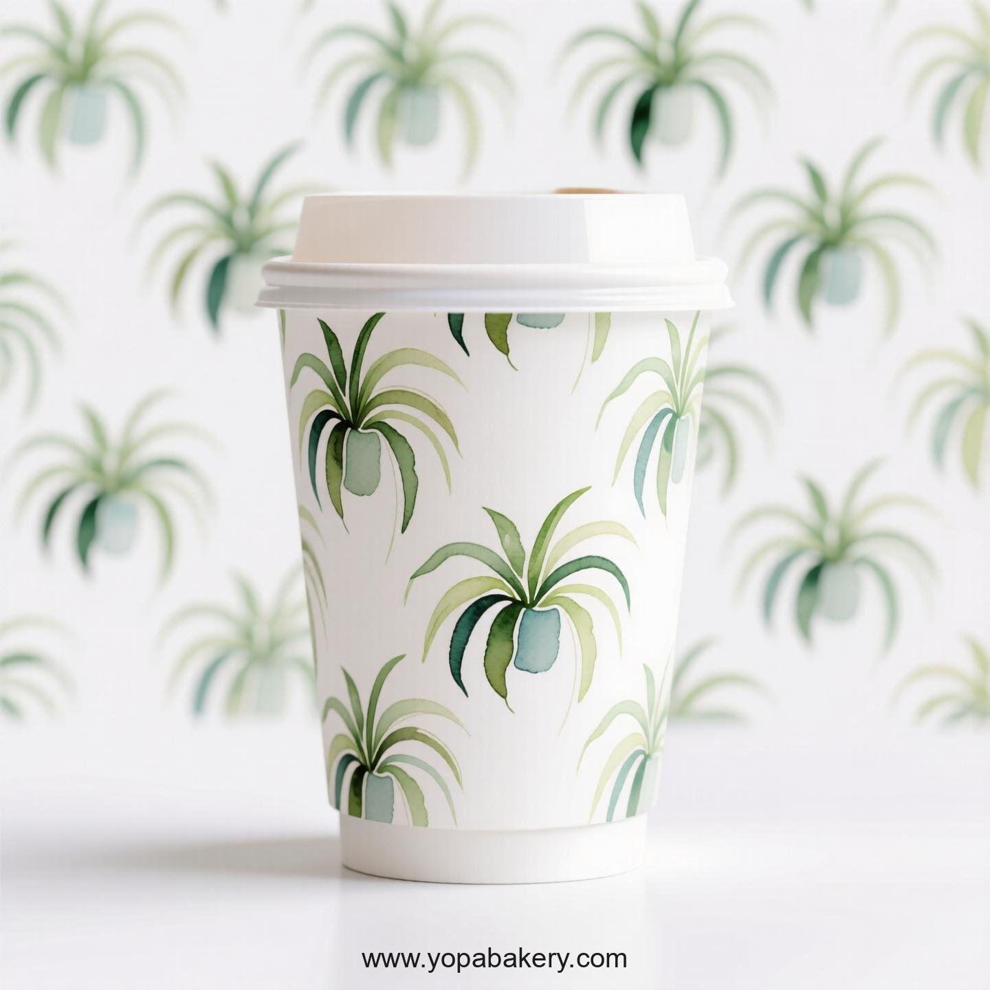 Spider Plant Themed Coffee Paper Cups Factory: 4-24 oz Disposable Cup Custom Logo & Door to Door
