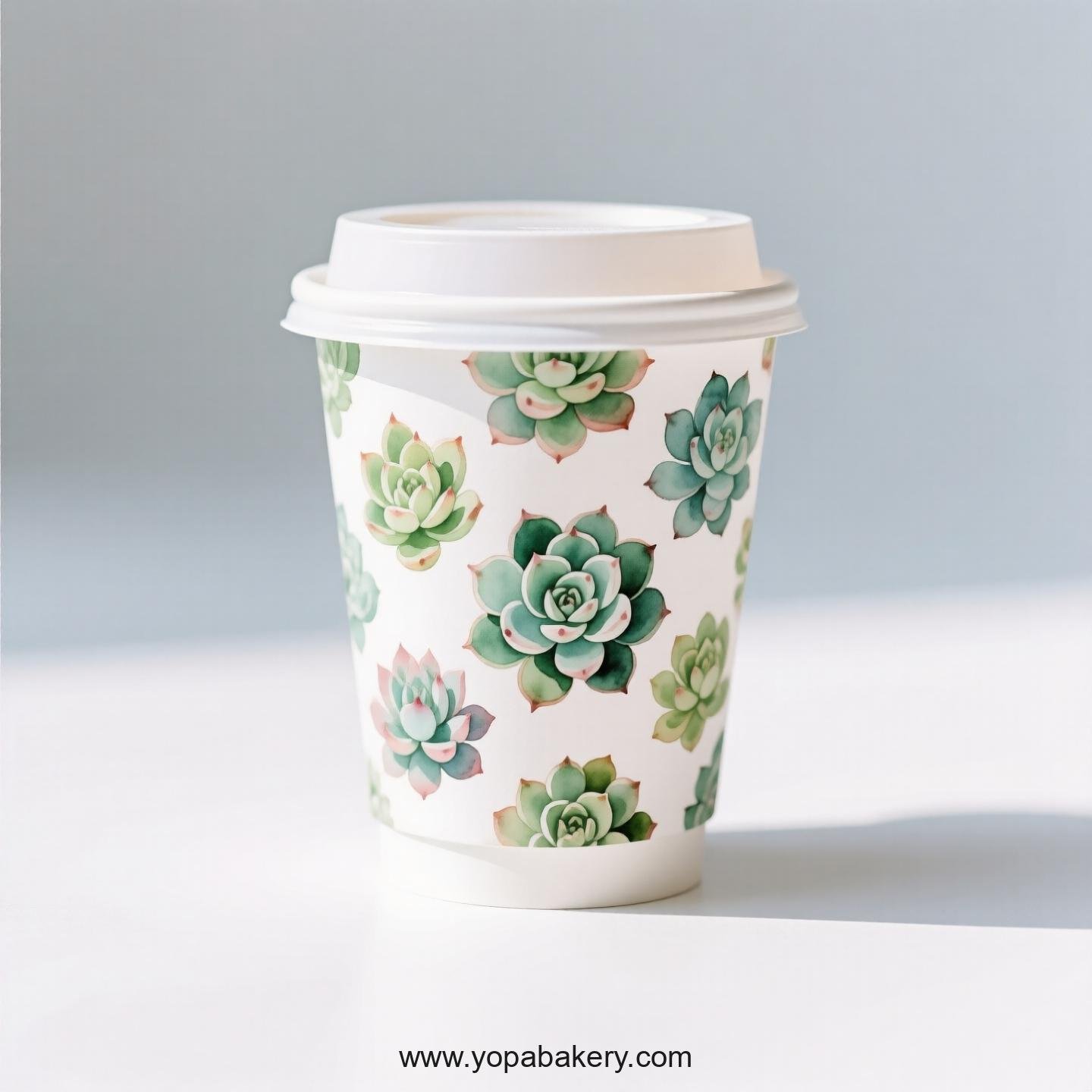 Succulents Themed Coffee Paper Cups Factory: Disposable 4-24 oz Custom Logo & Door to Door
