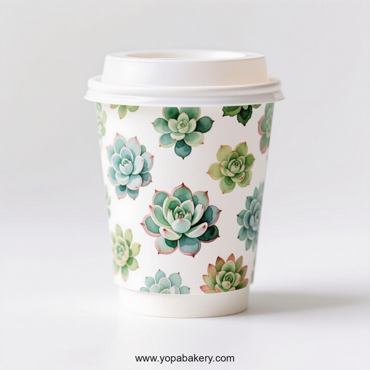 Succulents Themed Coffee Paper Cups Factory: Disposable 4-24 oz Custom Logo & Door to Door