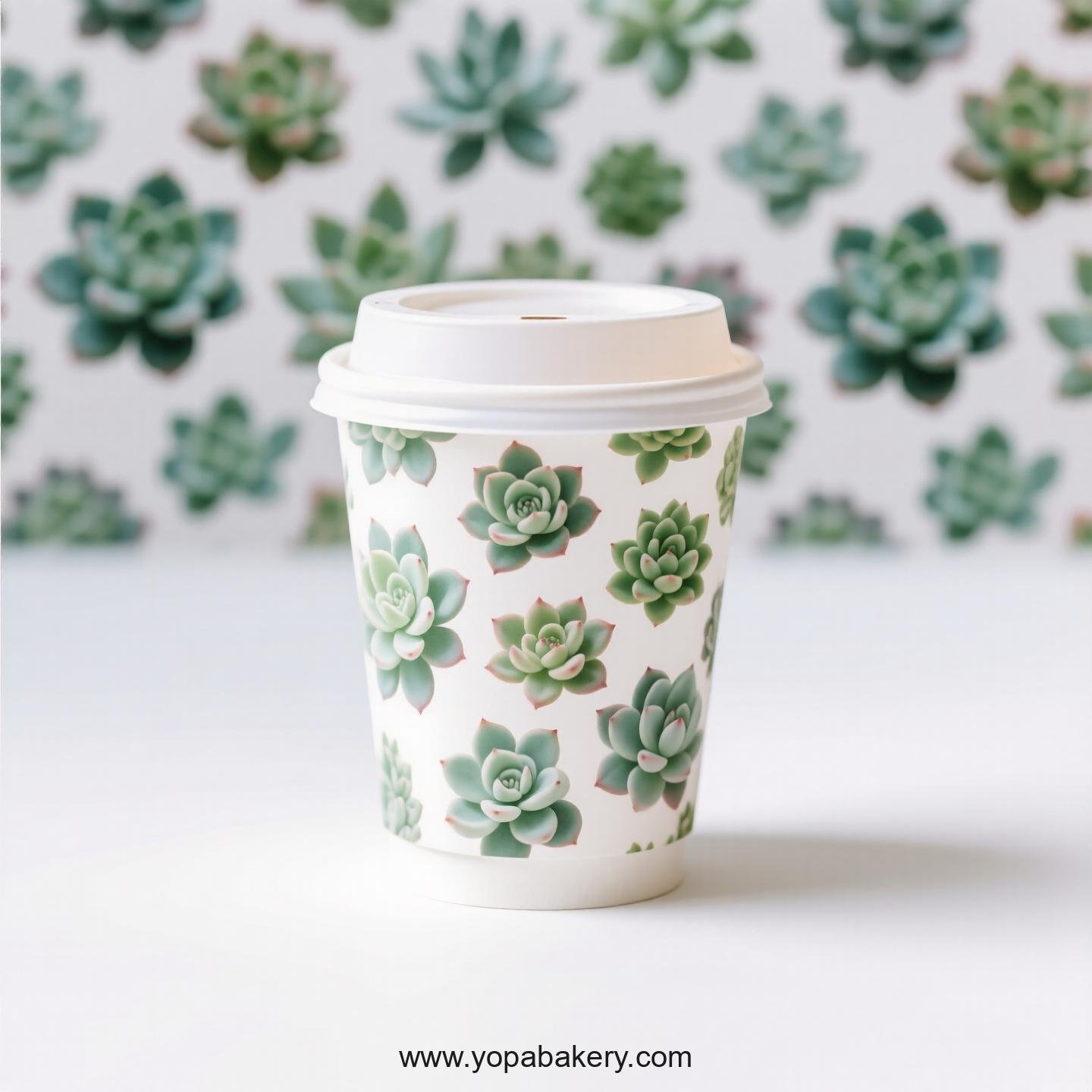 Succulents Themed Coffee Paper Cups Factory: Disposable 4-24 oz Custom Logo & Door to Door