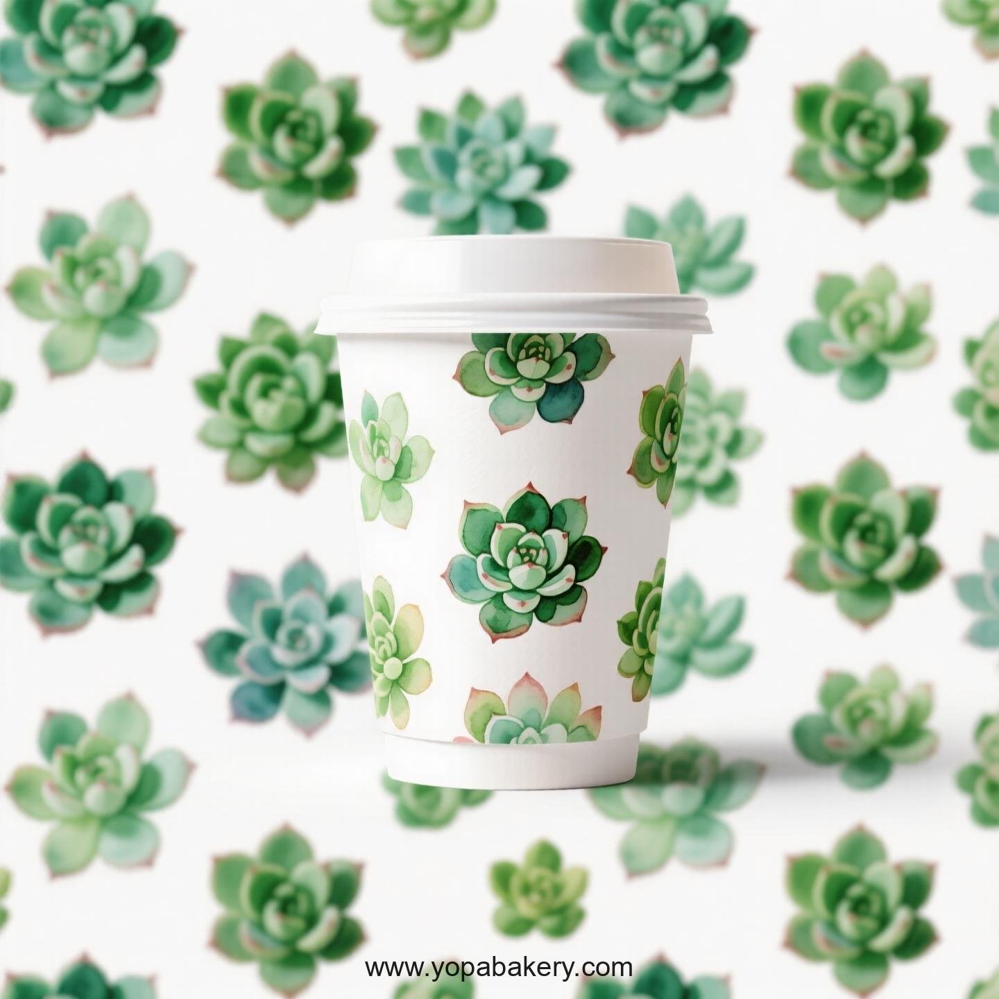 Succulents Themed Coffee Paper Cups Factory: Disposable 4-24 oz Custom Logo & Door to Door
